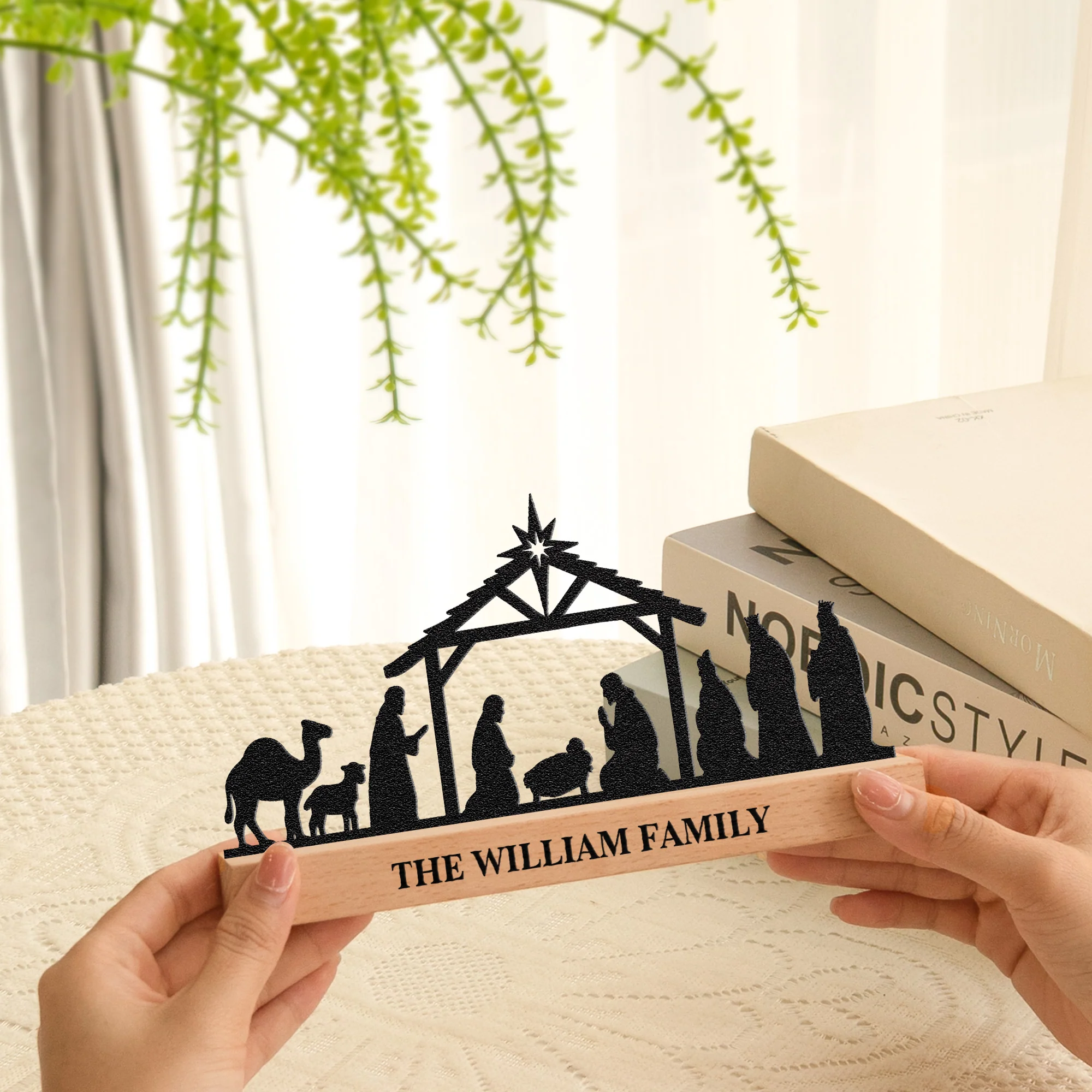 Nativity Scene For Christmas Decorations - Personalized Metal Desk Silhouette Sculpture - Image 3