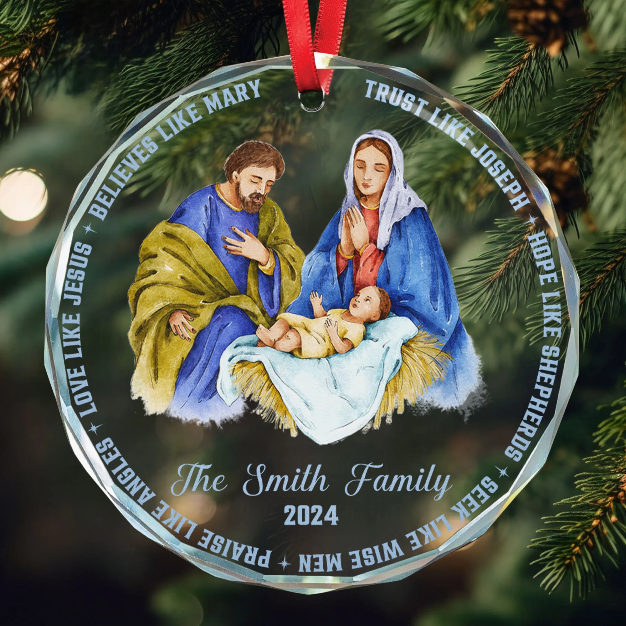 Nativity Scene - Personalized Glass Ornament - Image 2