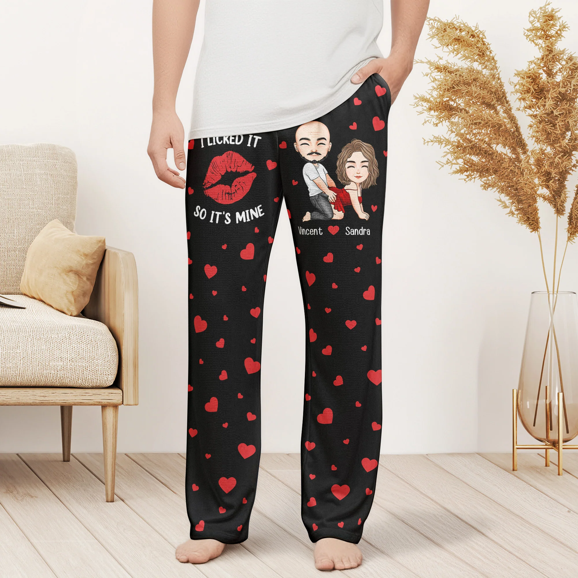Naughty Couple I Licked It So It's Mine - Personalized Lounge Pants - Image 2