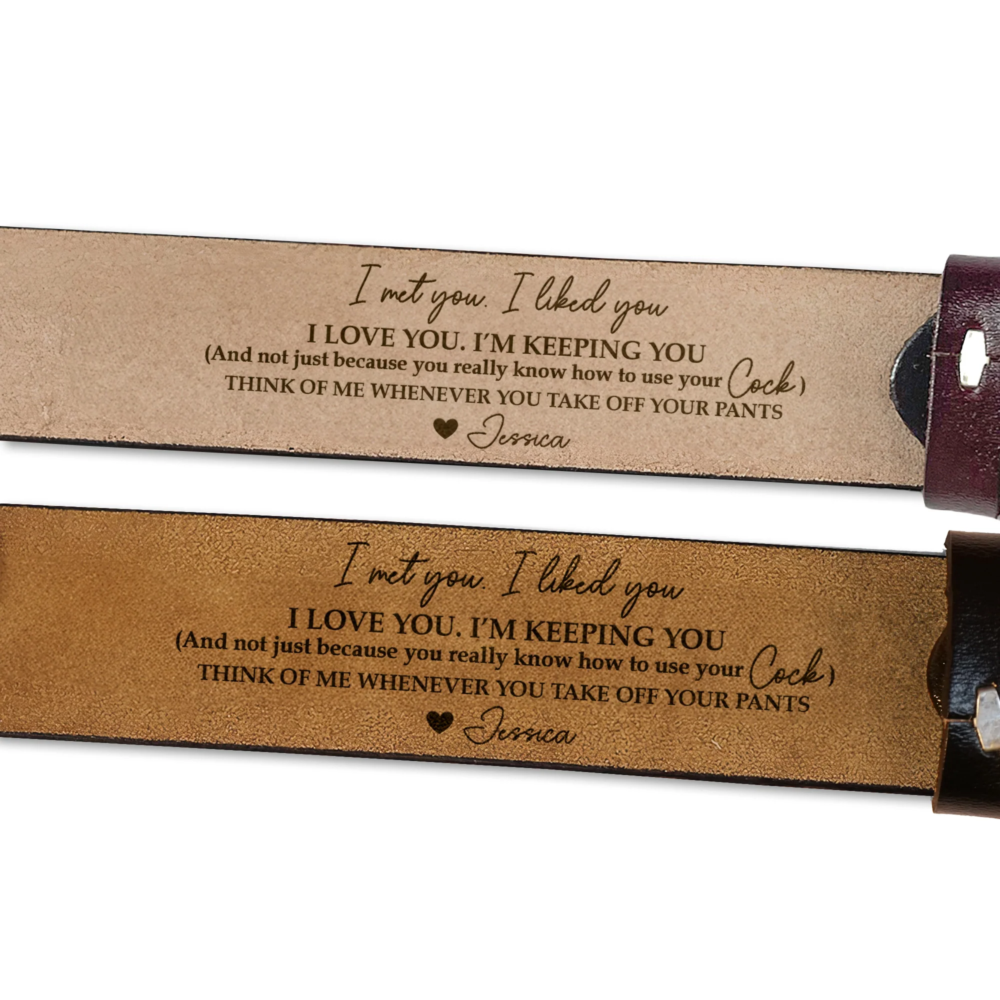 Naughty Gift For Husband, Boyfriend, Men Customize With Hidden Message - Personalized Engraved Leather Belt - Image 4