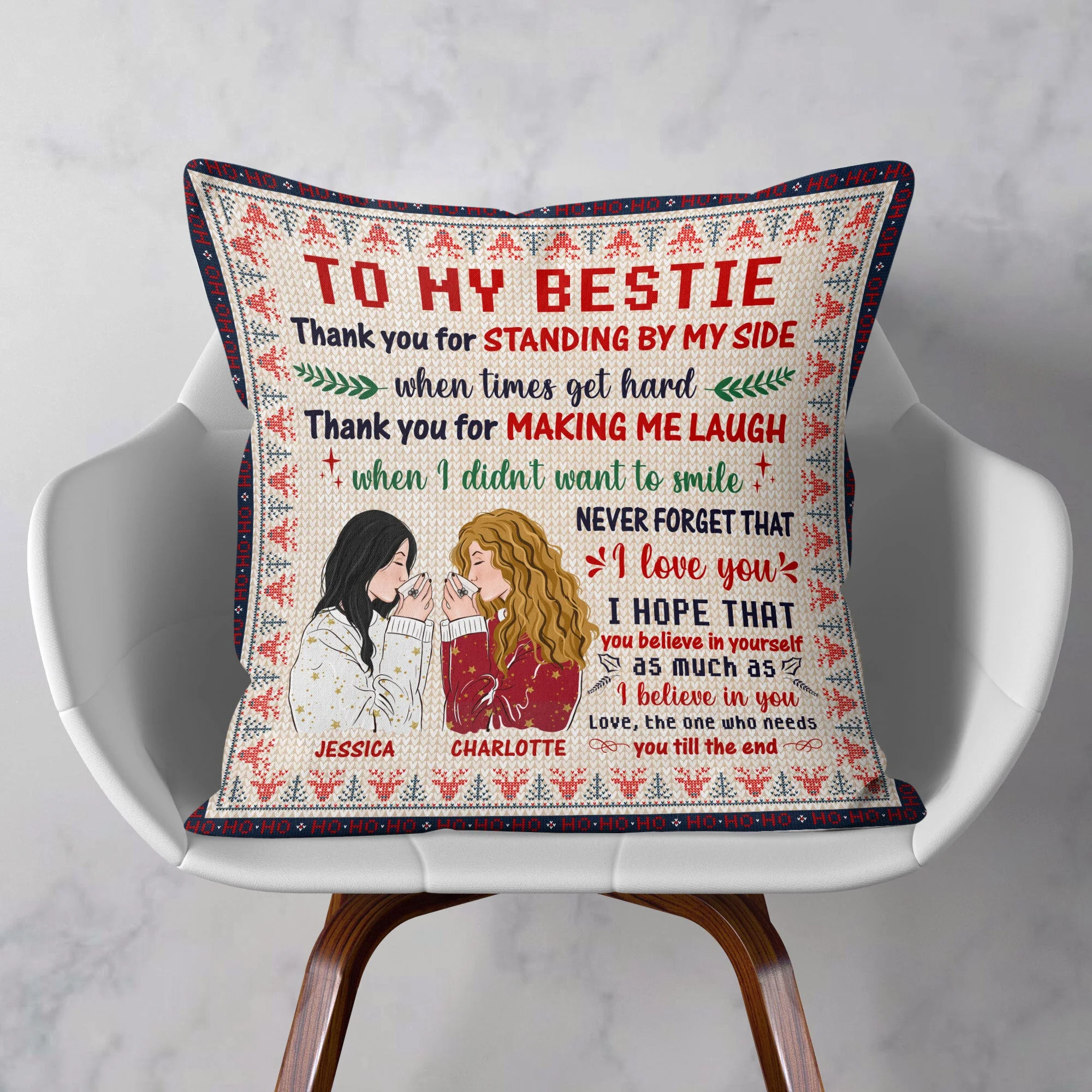Never Forget I Love You Bestie - Personalized Pillow (Insert Included) (Insert Included) - Christmas Gift For Best Friend - Image 2