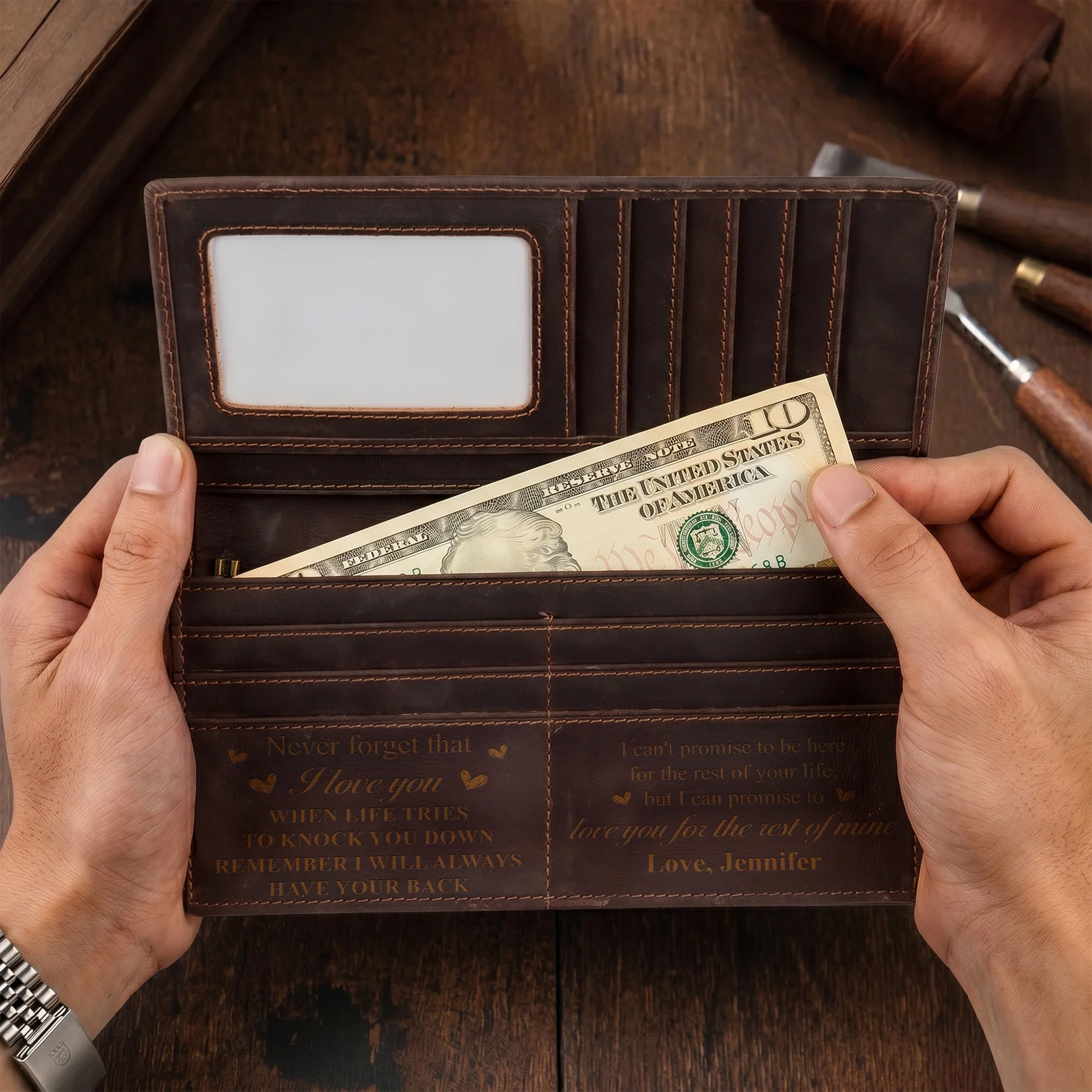 Never Forget That I Love You Gift For Him - Personalized Wallet - Image 3
