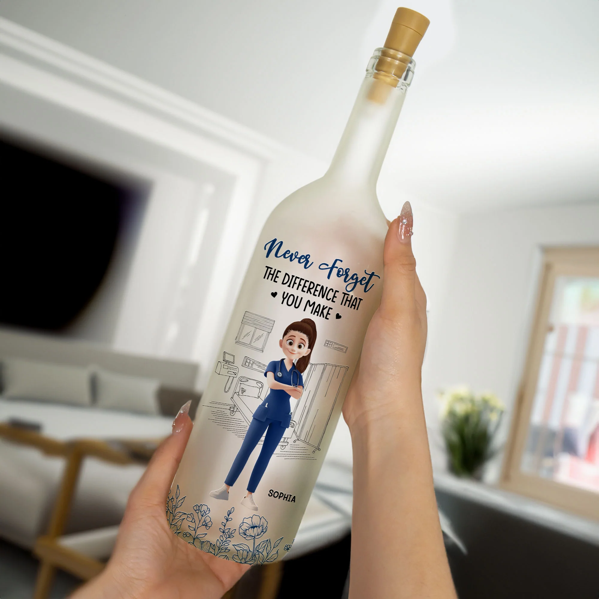 Never Forget The Difference That You Make - Personalized Bottle Lamp - Image 3