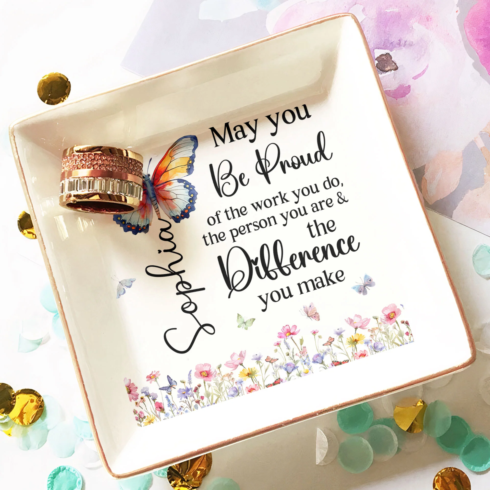 Never Forget The Difference That You Make - Personalized Jewelry Dish - Image 3