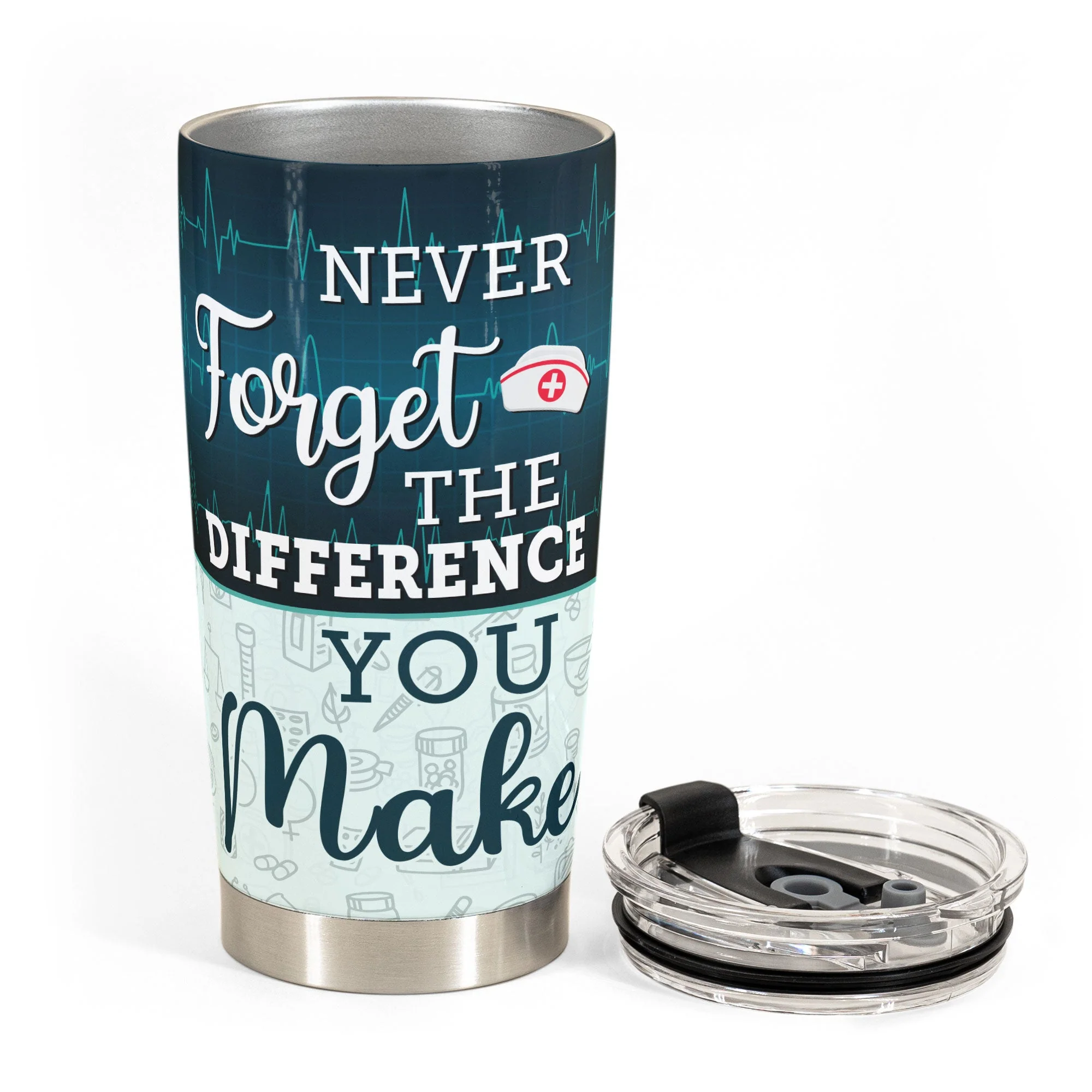 Never Forget The Difference You Make - Personalized Tumbler Cup - Birthday Gift For Friends, Colleagues, Nurses, Doctors - Image 3