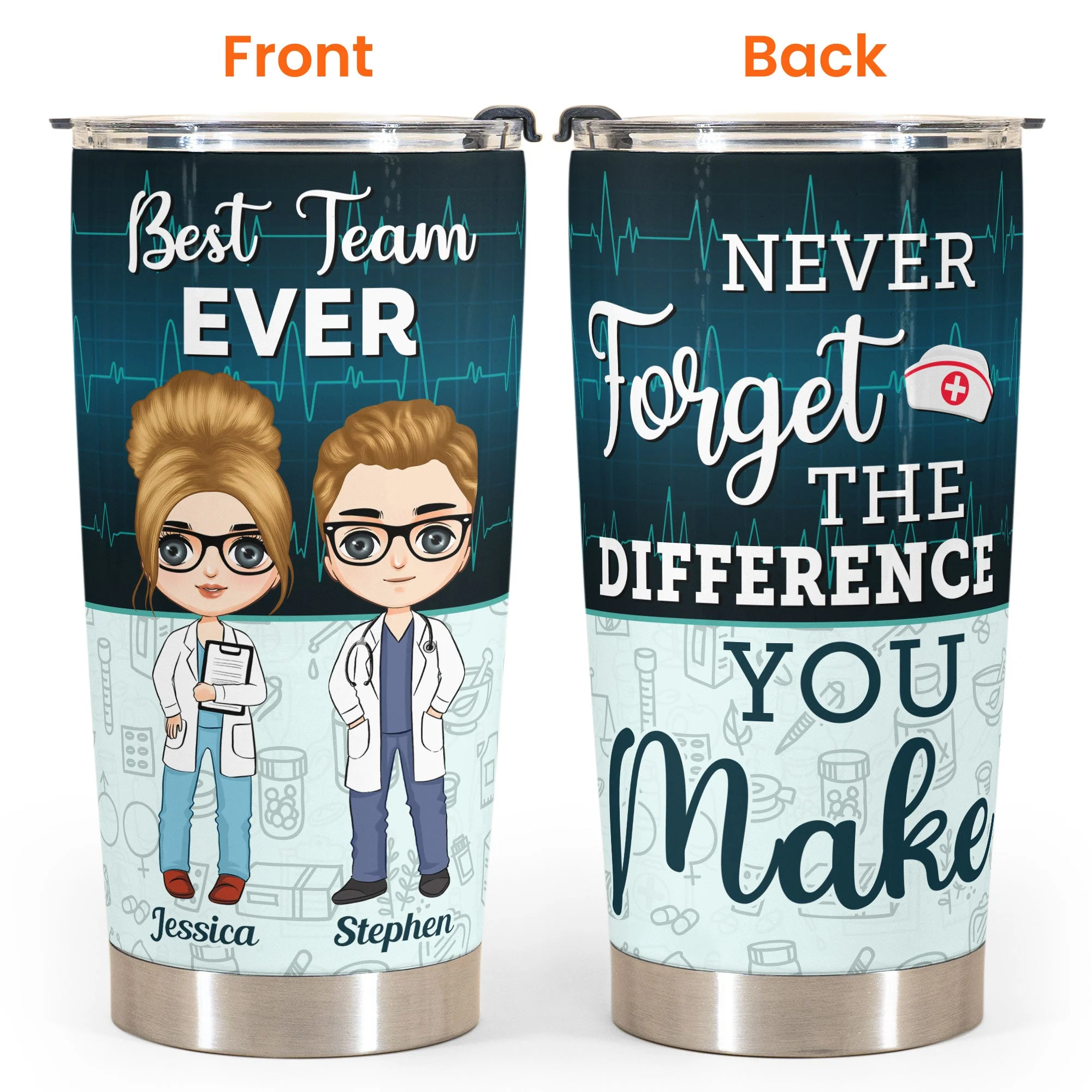 Never Forget The Difference You Make - Personalized Tumbler Cup - Birthday Gift For Friends, Colleagues, Nurses, Doctors - Image 4