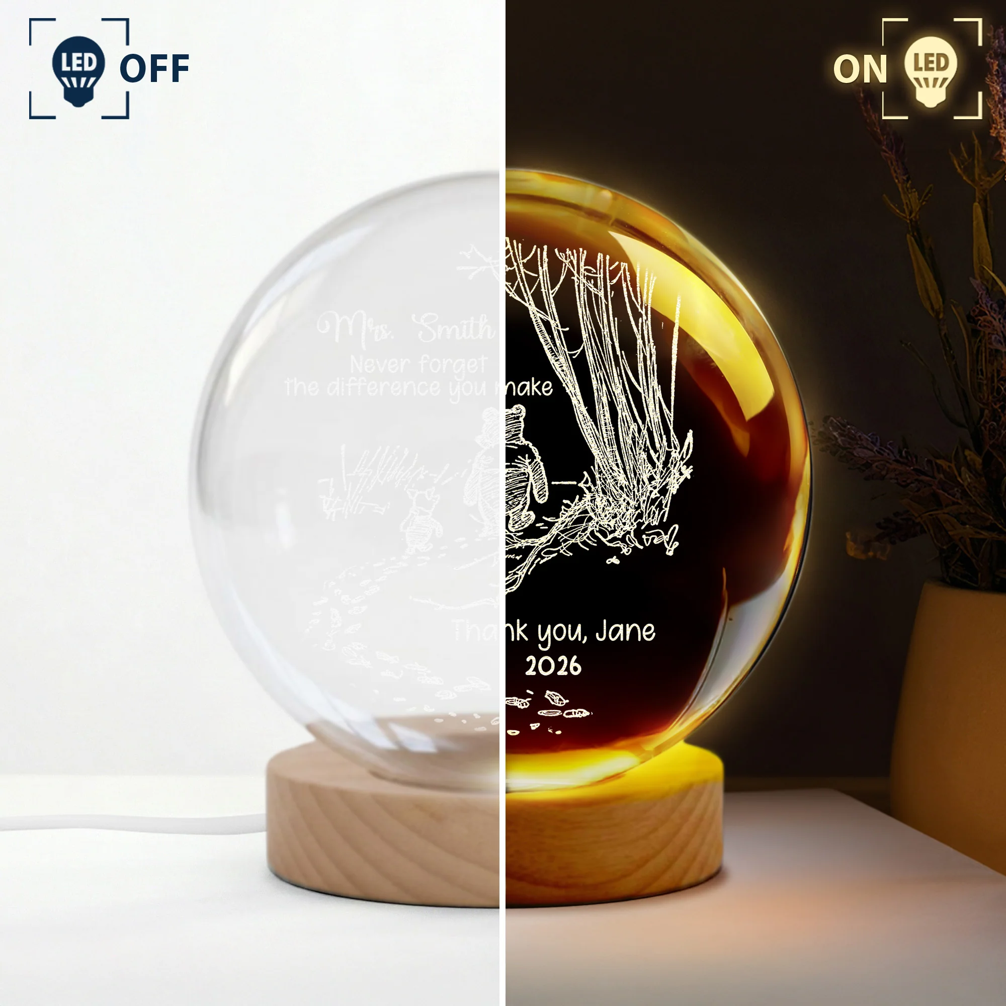 Never Forget The Difference You Make - Thank You Gift - Personalized Night Light - Image 3