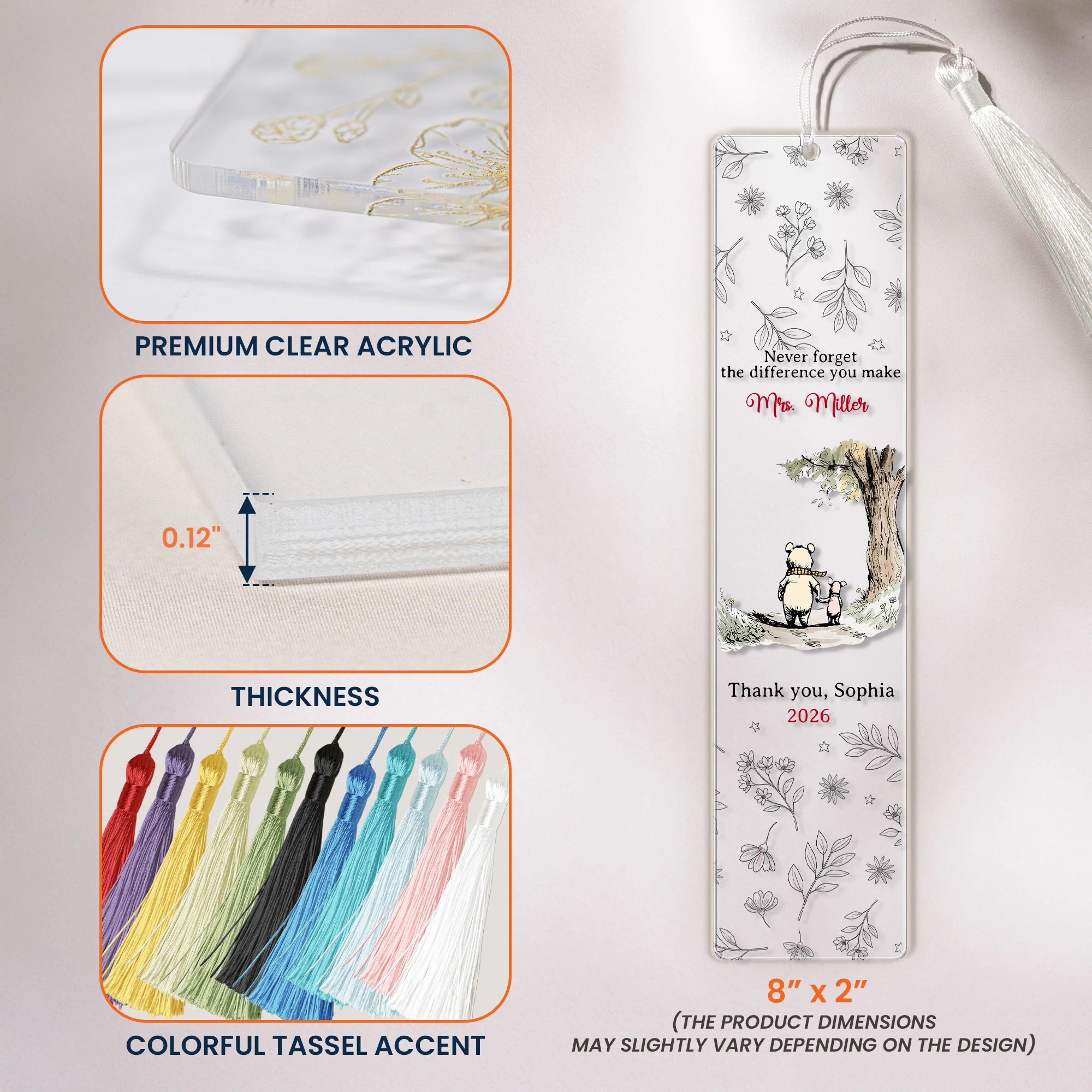 Never Forget The Difference You Make Thank You Gift Teacher Friends - Custom Bookmark - Image 5