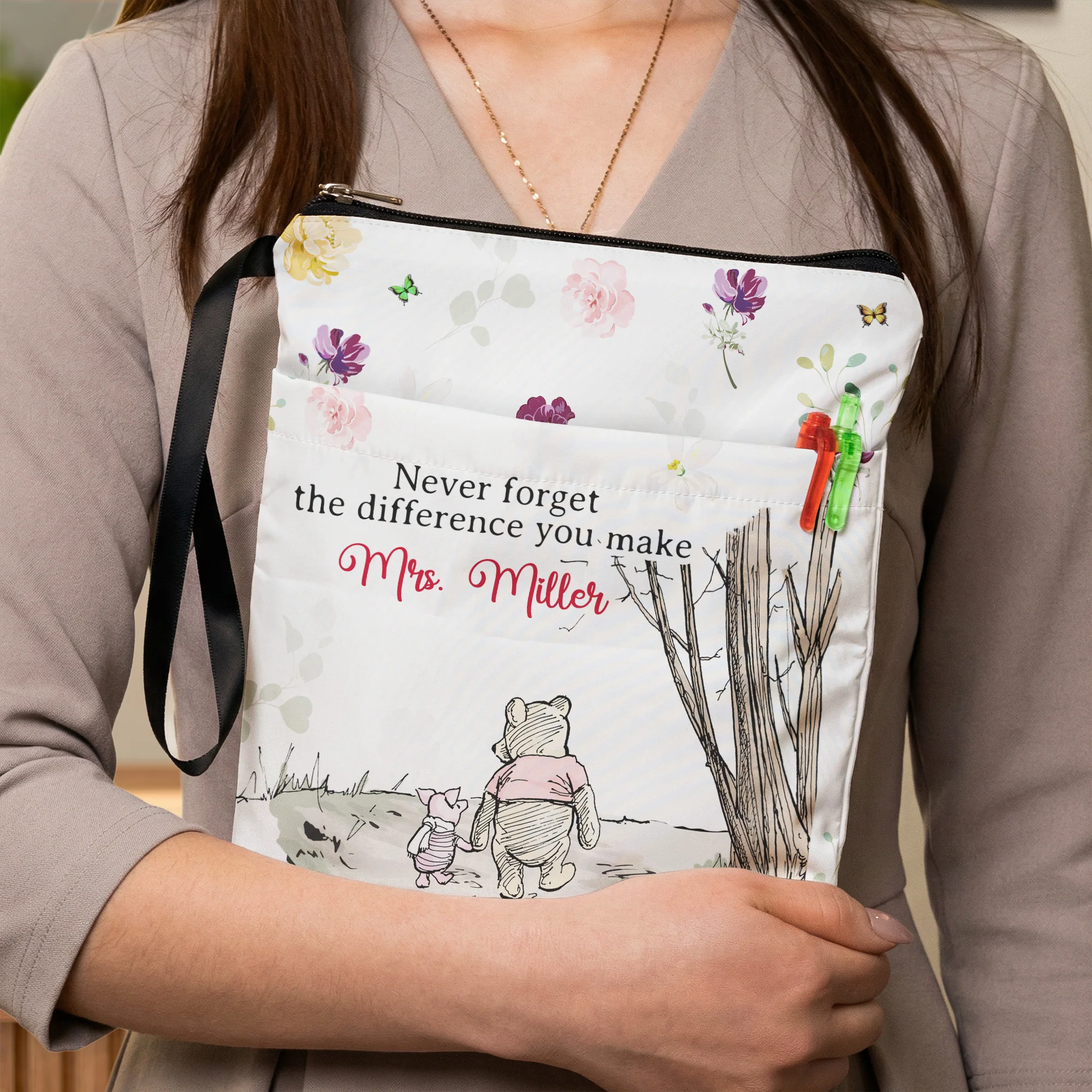Never Forget The Difference You Make Thanks Teacher Gift - Personalized Book Sleeve - Image 2