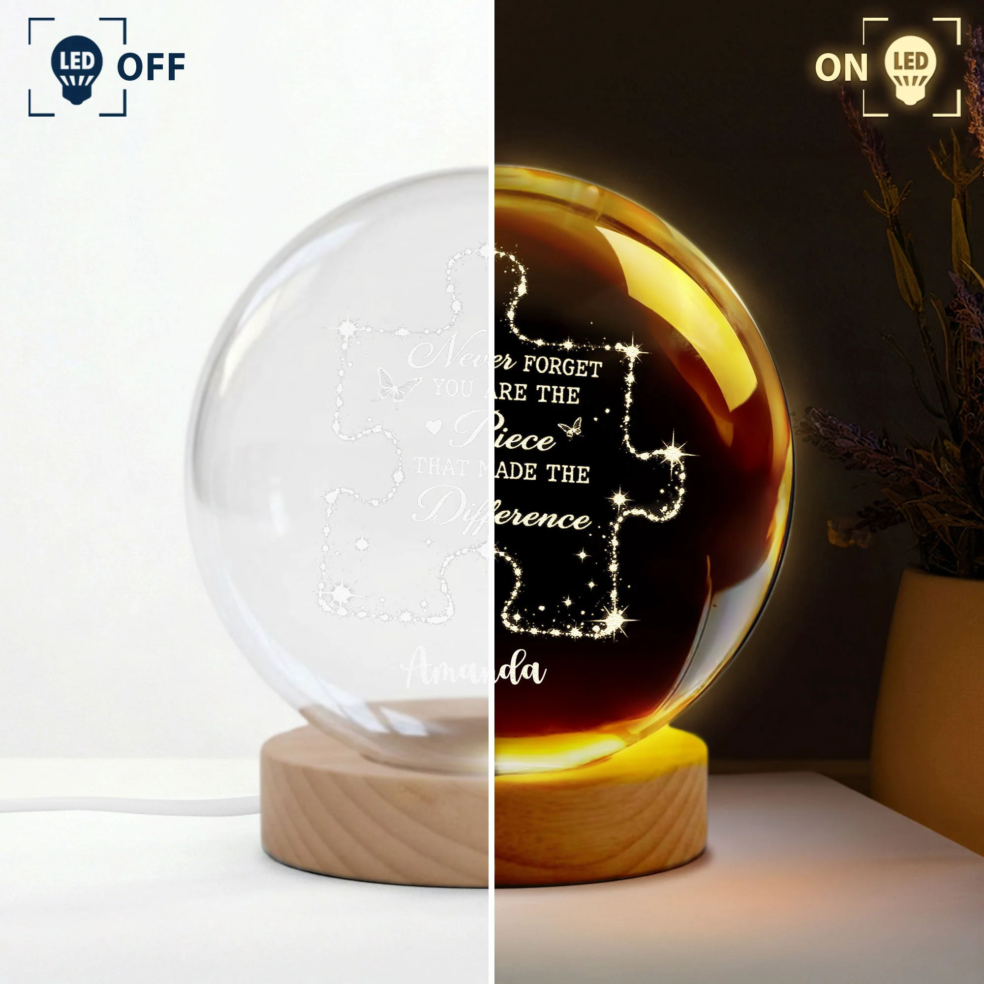 Never Forget You Are The Piece That Made The Difference, Thank You Gift - Personalized Night Light - Image 3