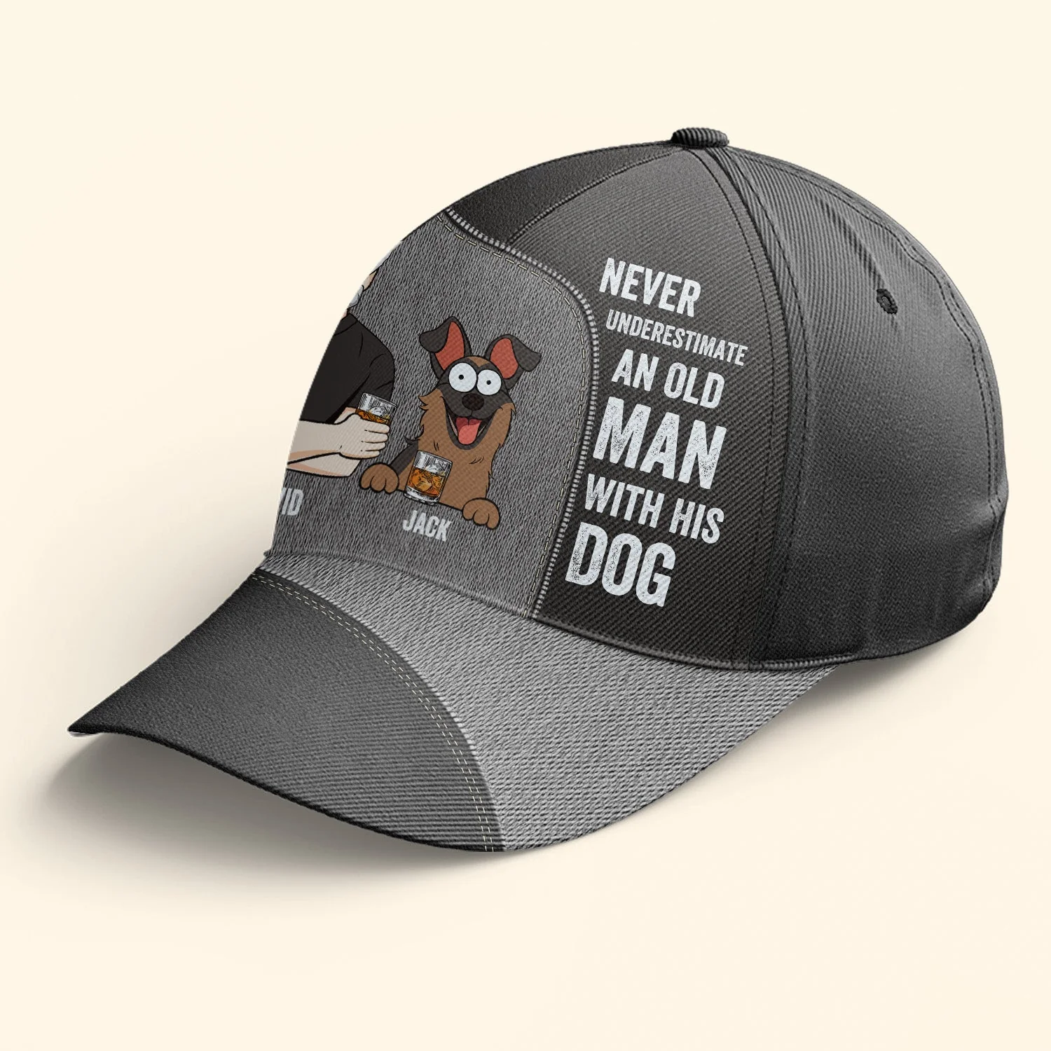Never Underestimate An Old Man With His Dogs - Personalized Classic Cap - Image 4