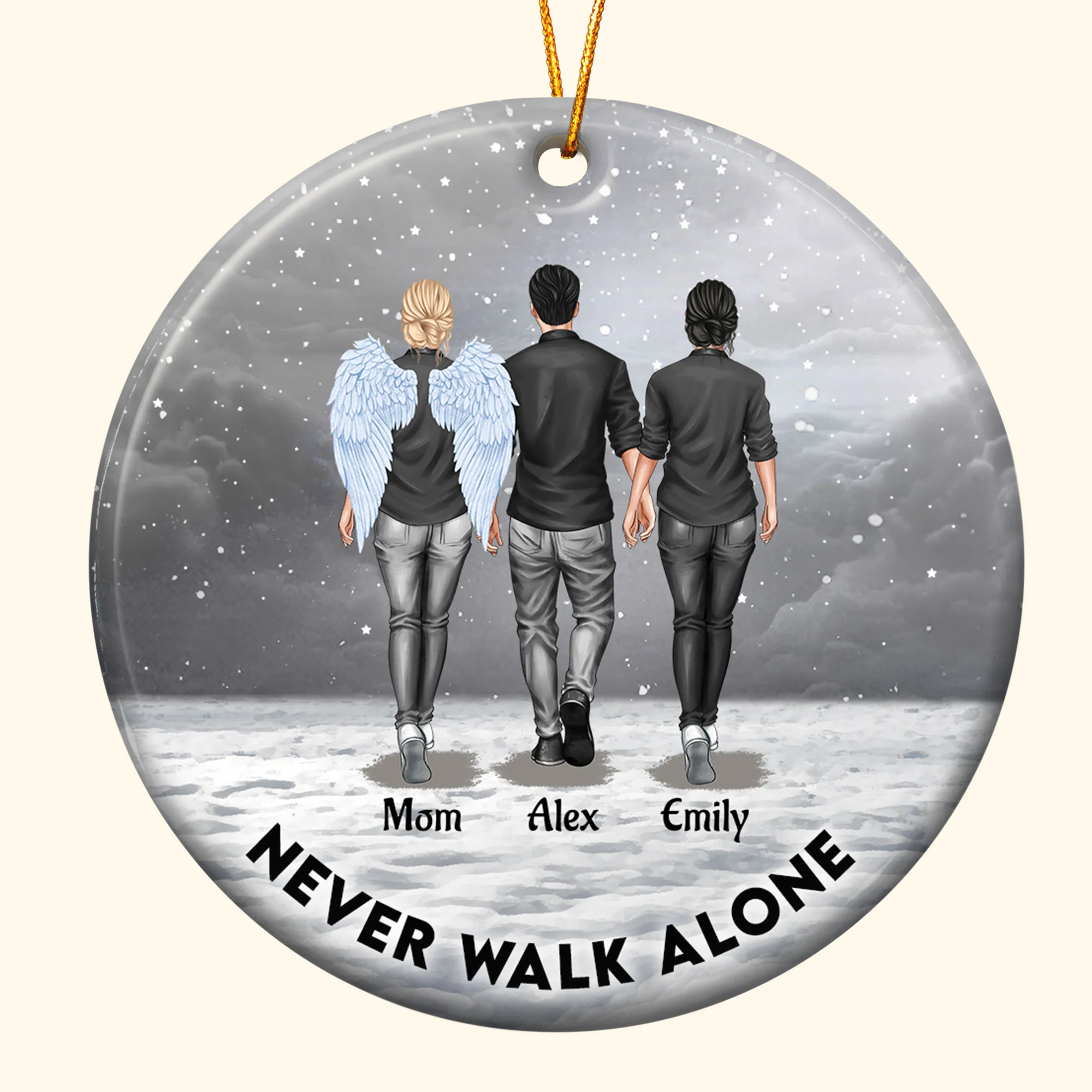 Never Walk Alone - Memorial Gift For Loss Of Family - Personalized Ceramic Ornament - Image 4