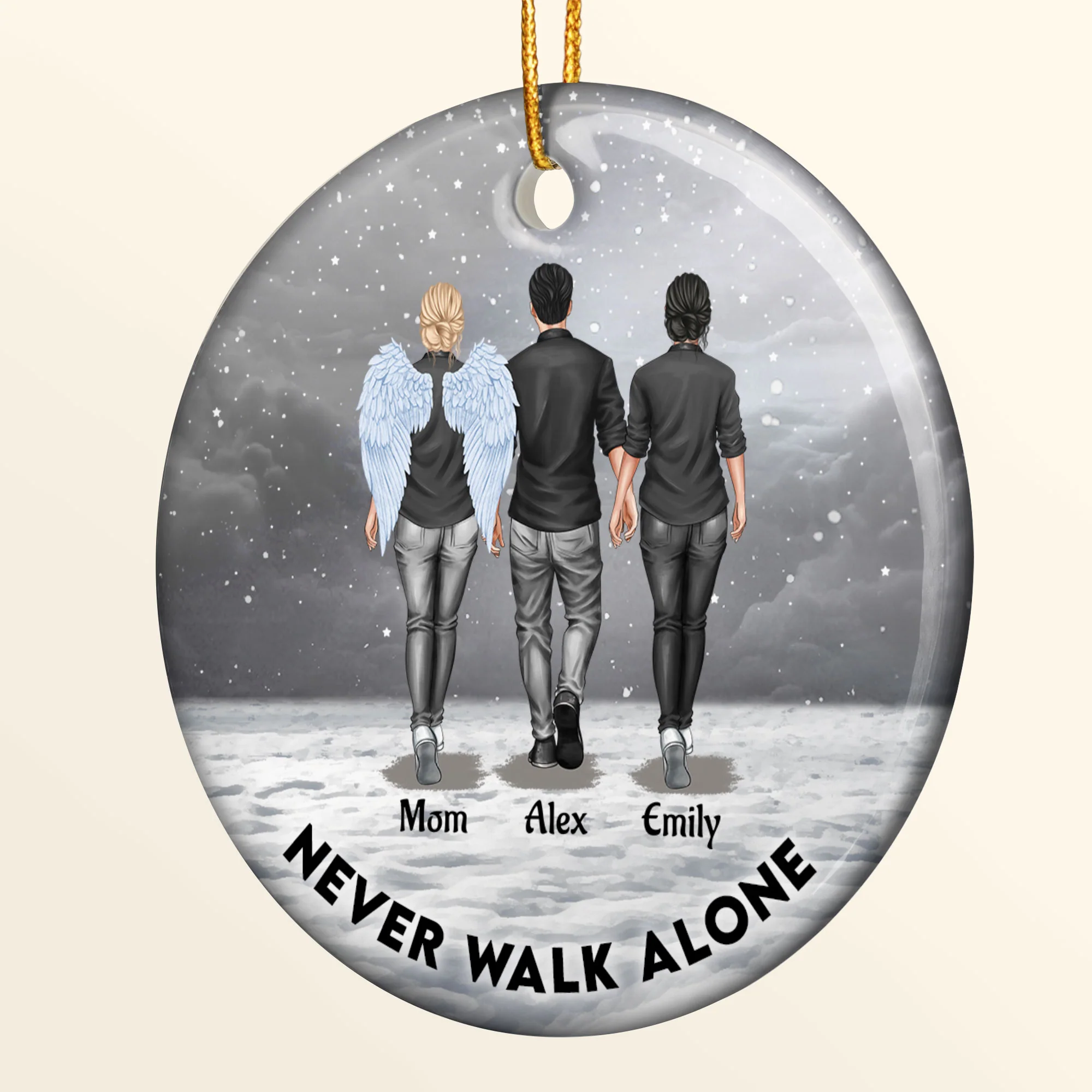 Never Walk Alone - Memorial Gift For Loss Of Family - Personalized Ceramic Ornament - Image 5