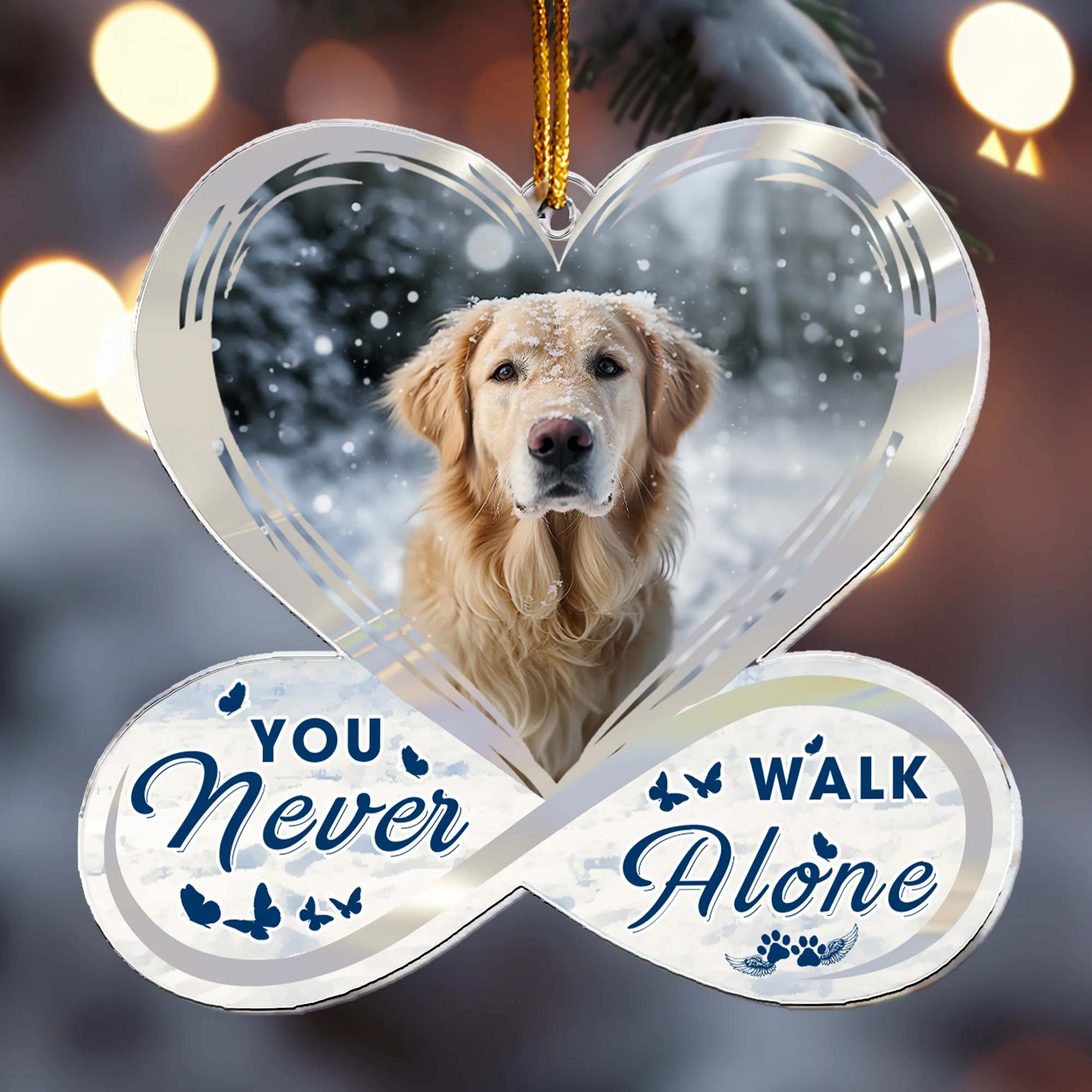 Never Walk Alone Pet Memorial - Personalized Acrylic Photo Ornament - Image 2