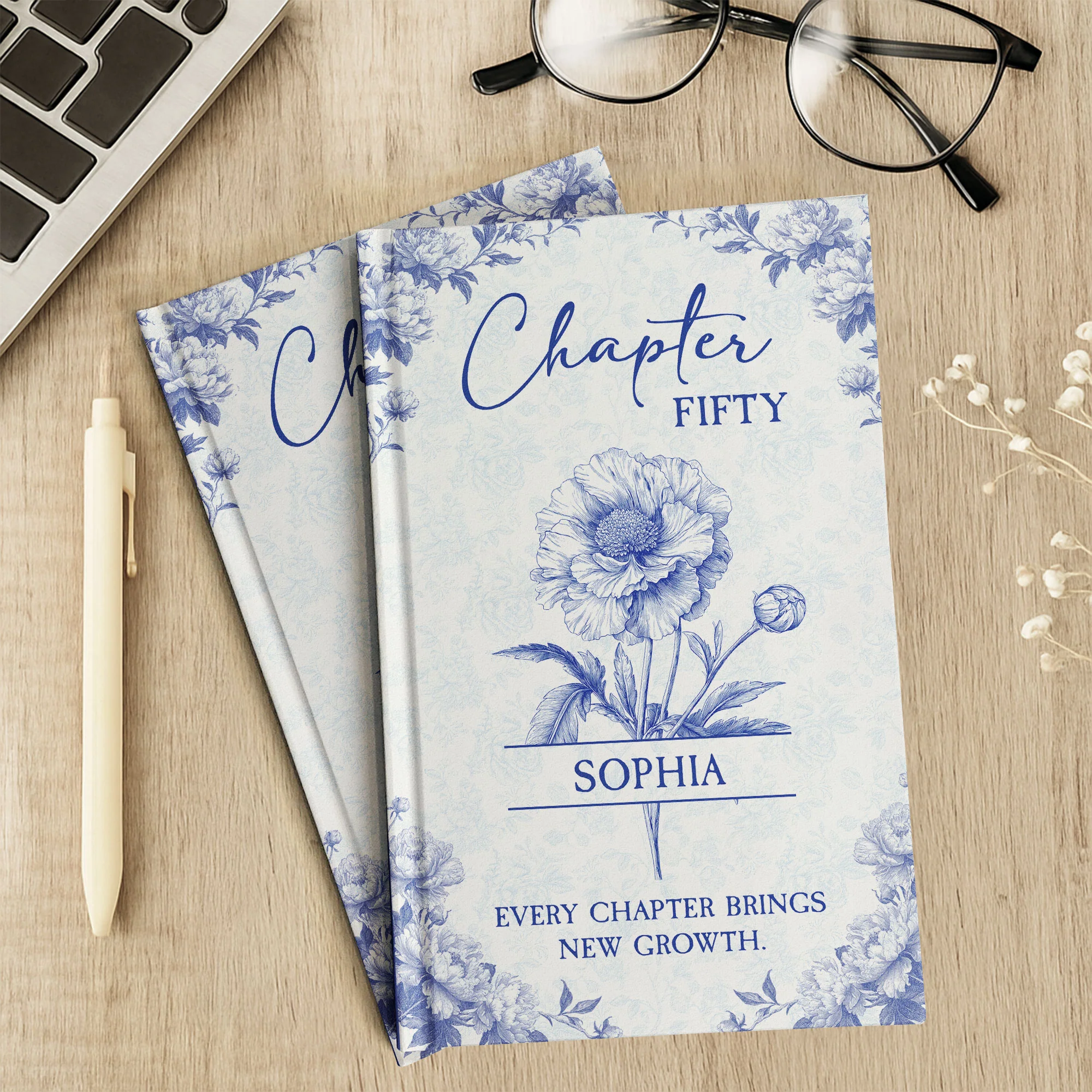 New Chapter New Growth Birth Flower Toile De Jouy - Personalized Hardcover Journal - Image 5