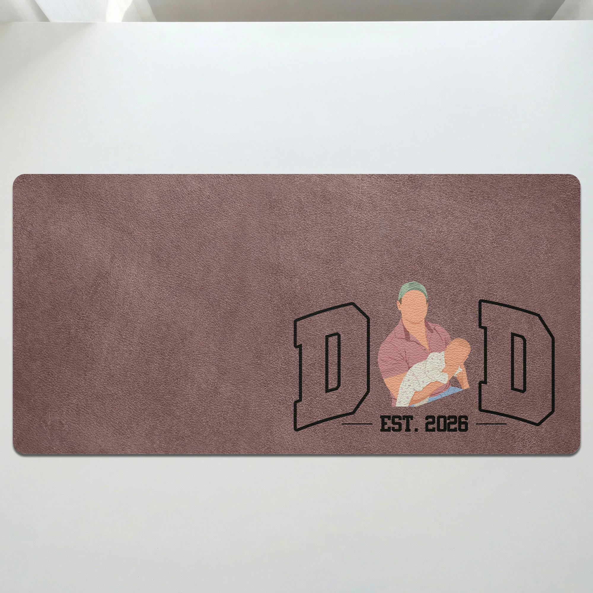 New Dad, Mom - Custom Faceless Photo Illustration Art - Personalized Desk Mat - Image 2