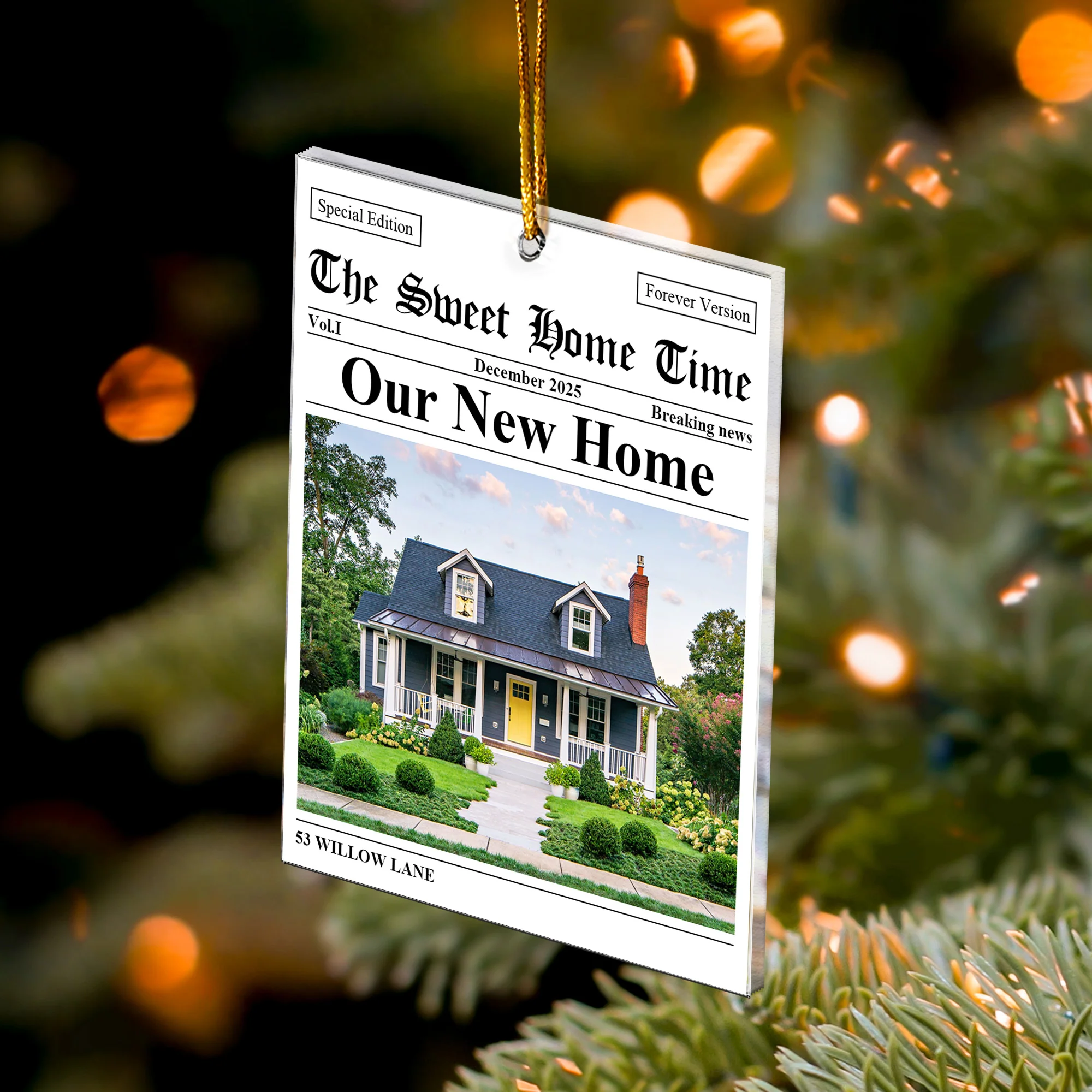 New Home Housewarming Gift For Couples News - Personalized Acrylic Photo Ornament - Image 4