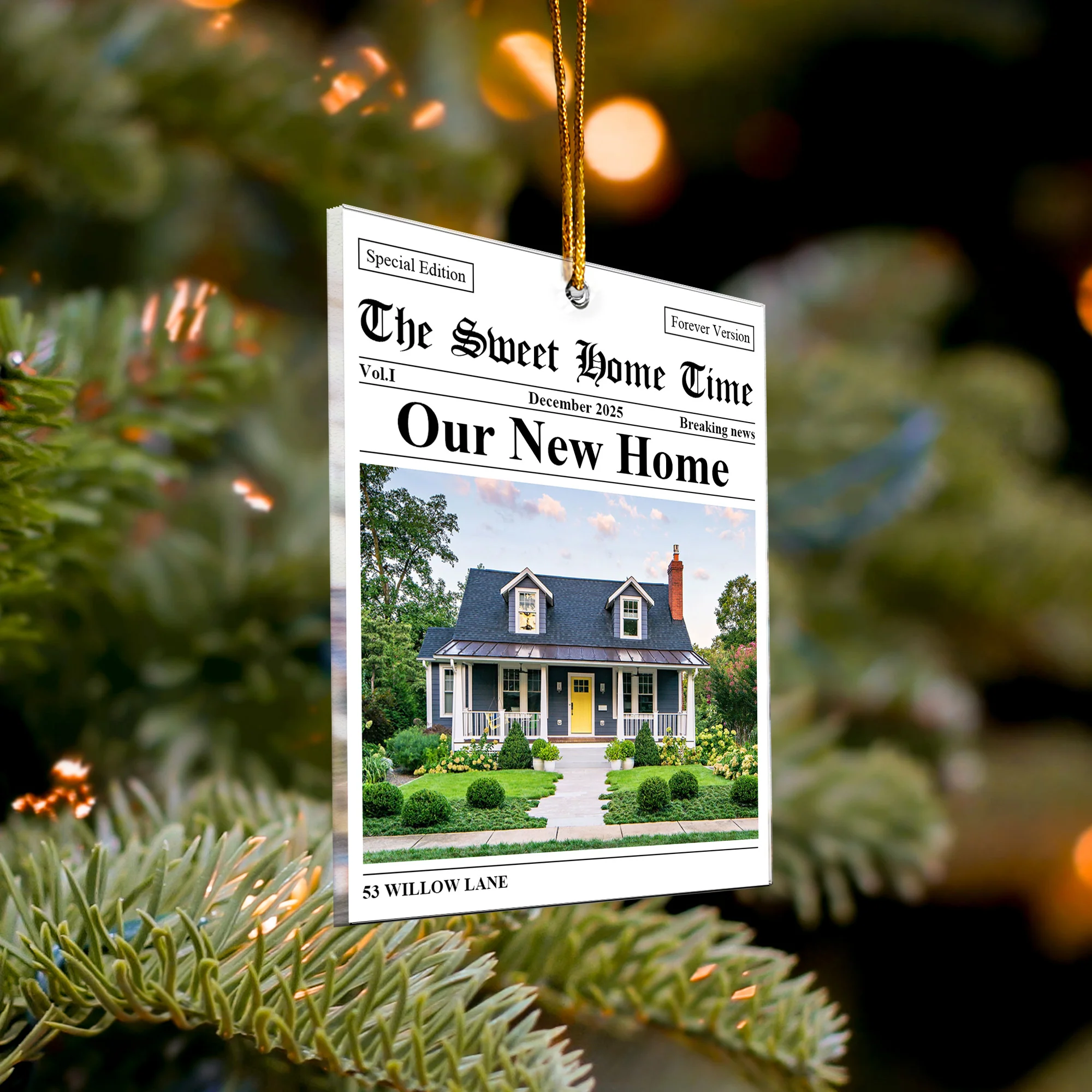New Home Housewarming Gift For Couples News - Personalized Acrylic Photo Ornament - Image 5