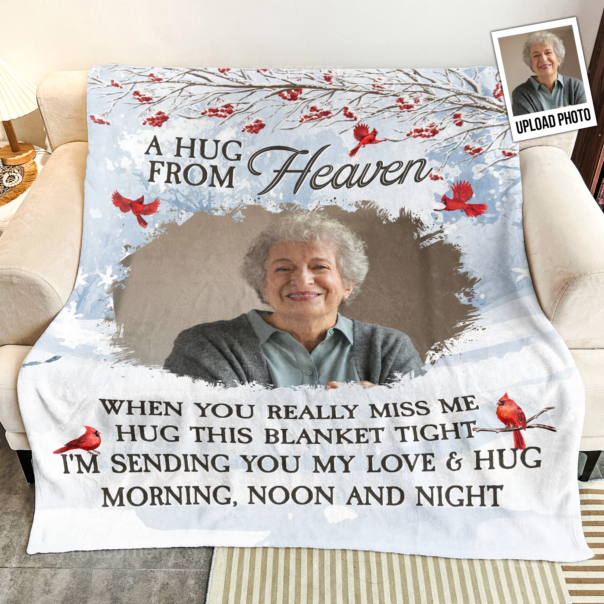 New Memory Blanket A Hug From Heaven - Personalized Photo Blanket - Image 2
