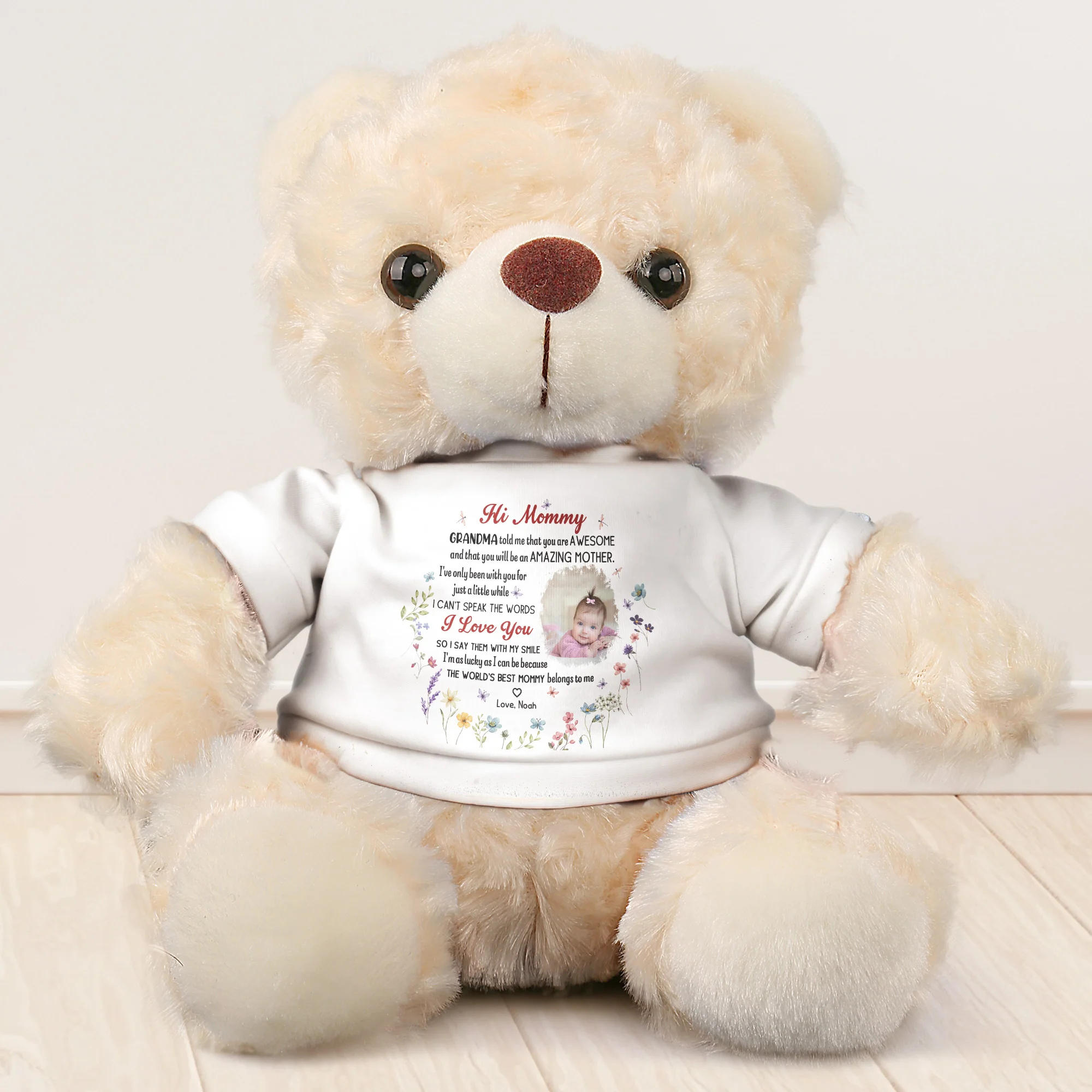 New Mom First Mother's Day First Time Mom Gift - Teddy Bear With Personalized Photo Shirt - Image 2
