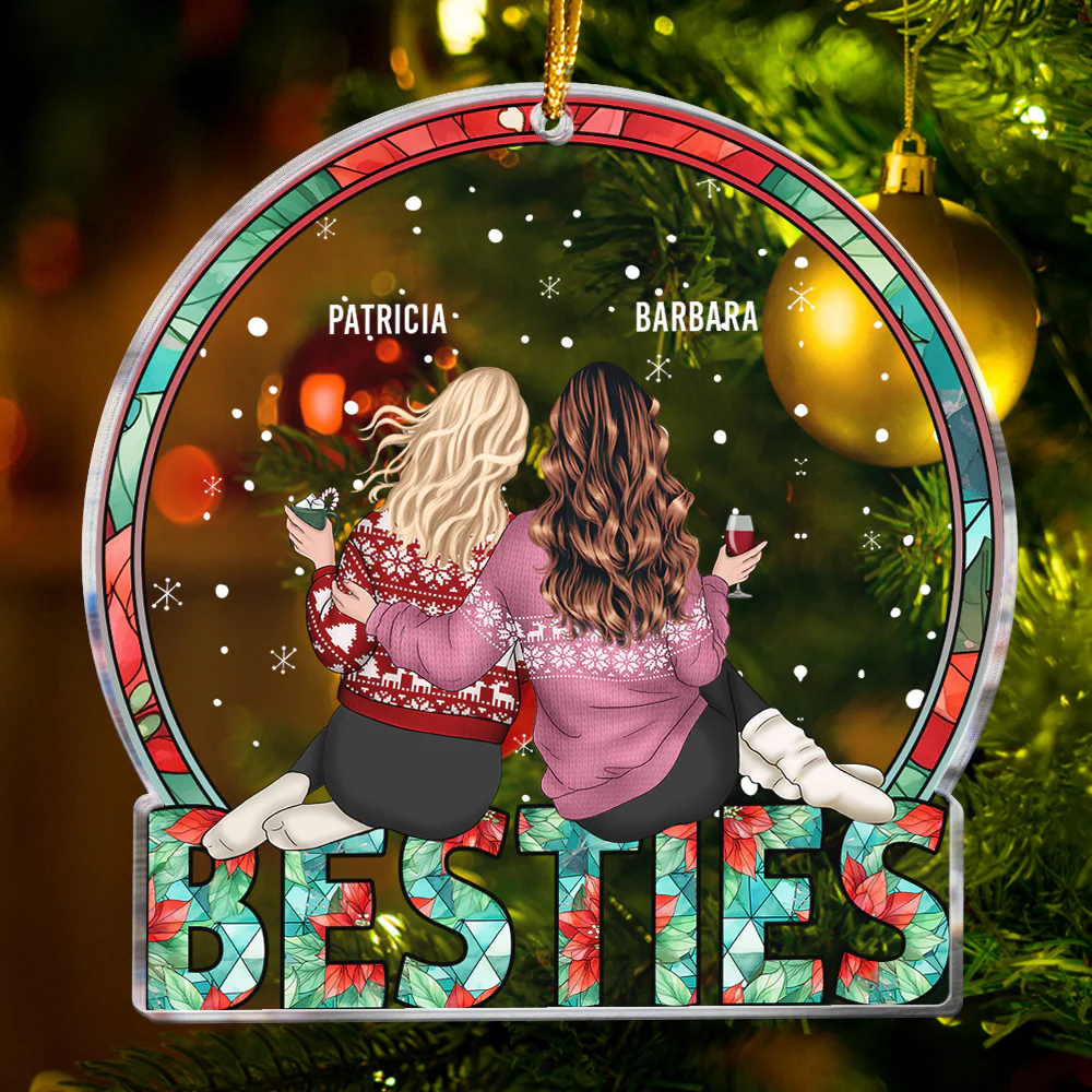 New Version Besties Friendship Gift - Personalized Acrylic Ornament - Image 3