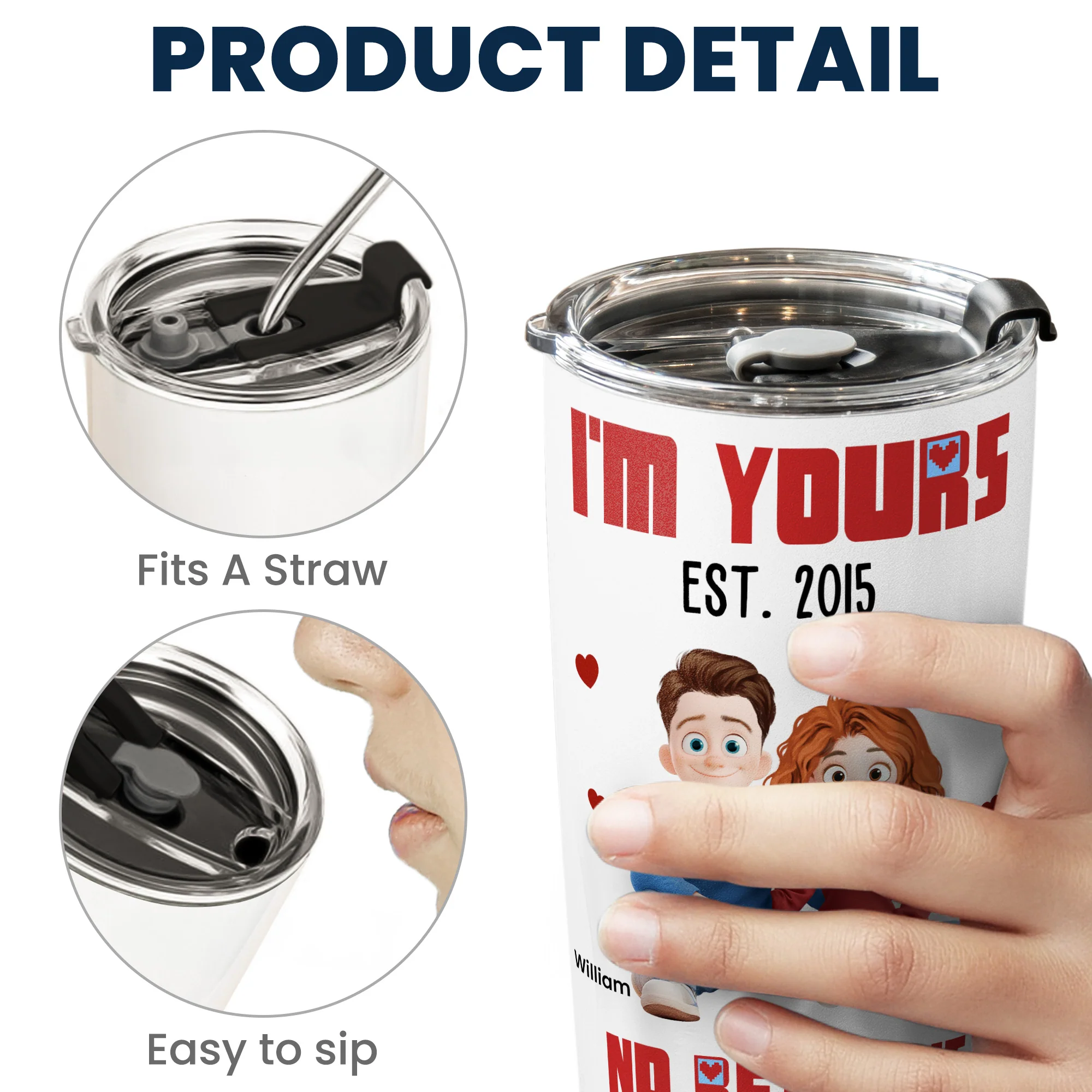 New Version Cartoon Couple I'm Yours No Returns Or Refunds - Personalized Tumbler Cup - Image 4