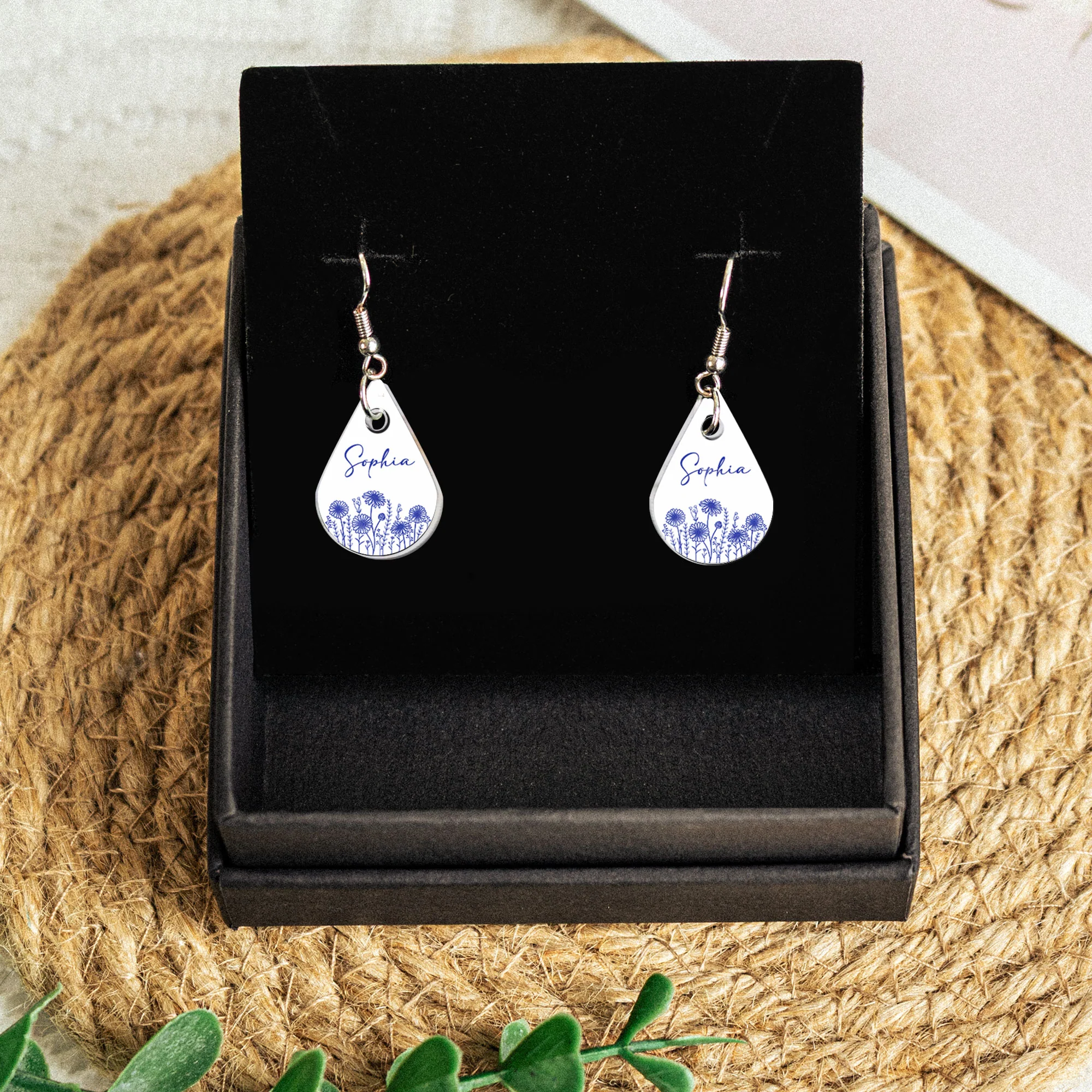 New Version Custom Birth Flower And Name - Personalized Acrylic Earrings - Image 5