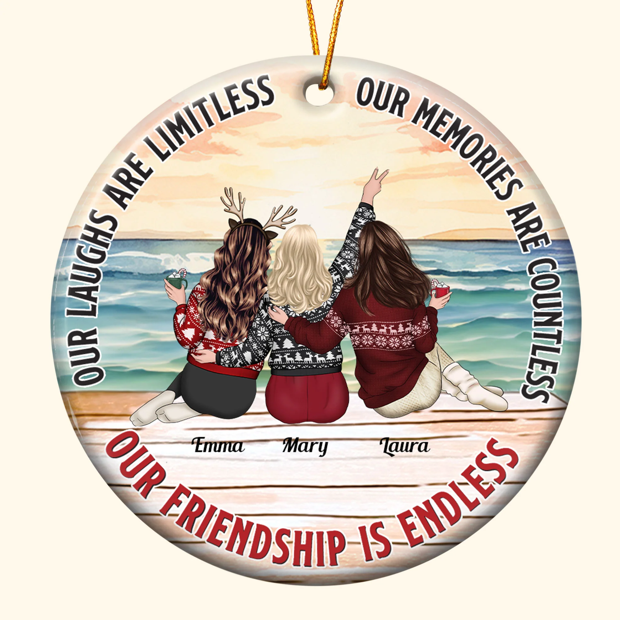 New Version Friend Ornament Our Friendship Is Endless - Personalized Ceramic Ornament - Image 4