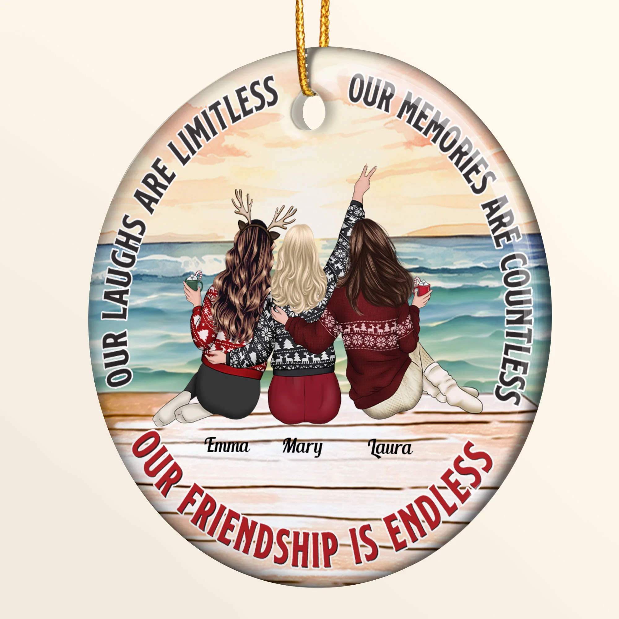 New Version Friend Ornament Our Friendship Is Endless - Personalized Ceramic Ornament - Image 5