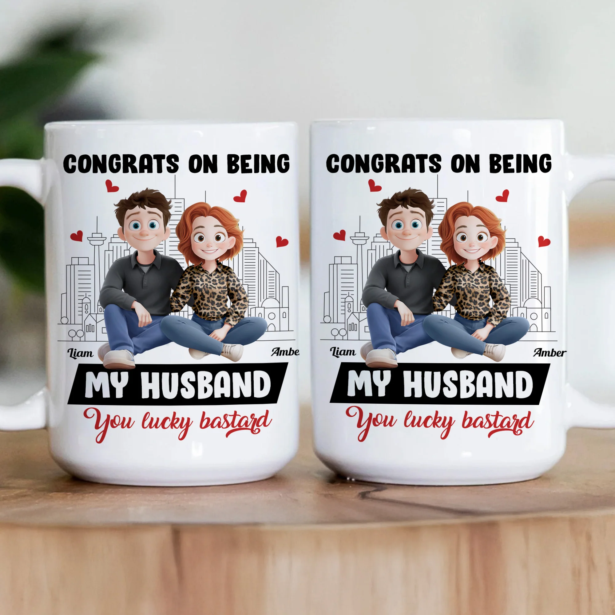 New Version Funny Couple Congrats On Being My Husband - Personalized Mug - Image 2