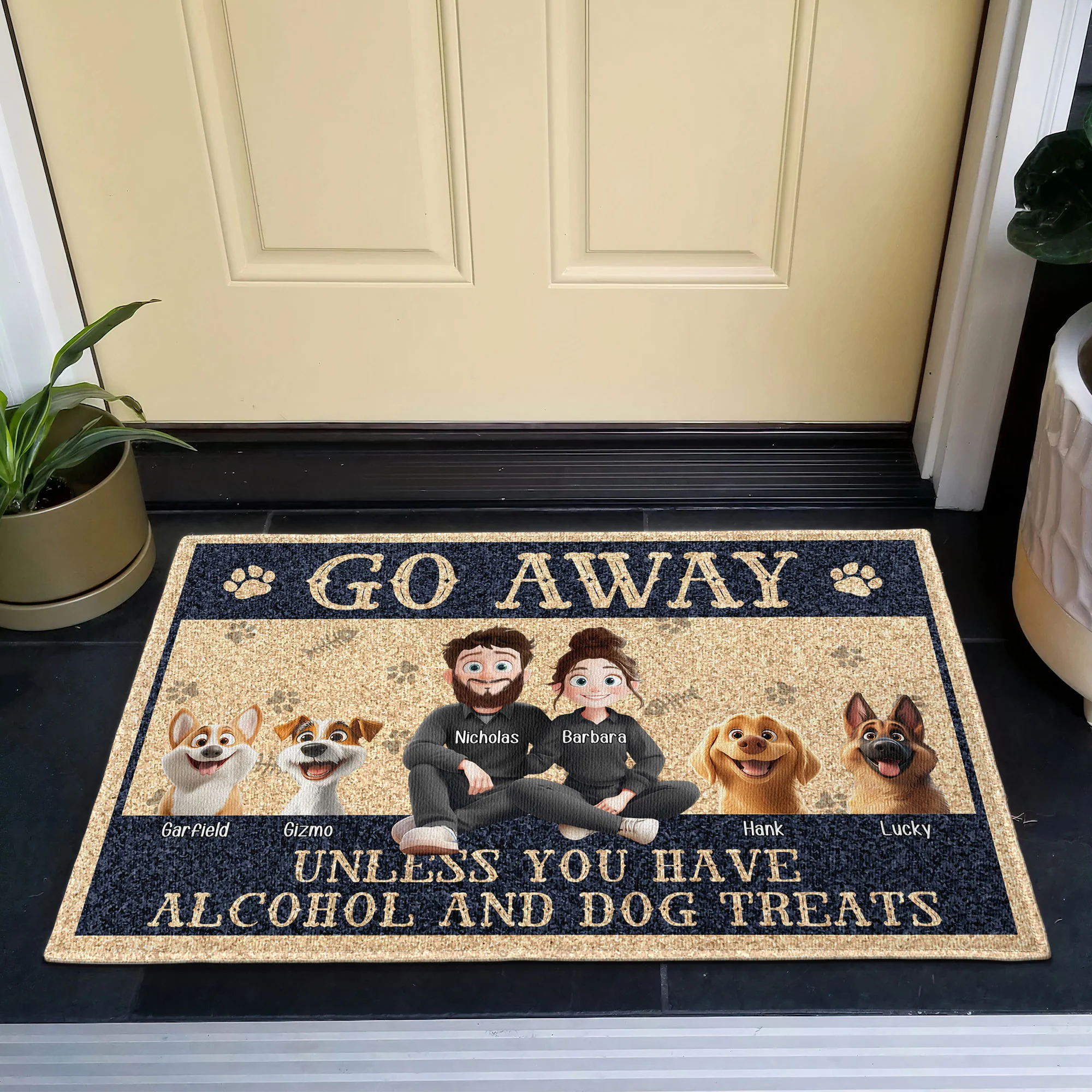 New Version Go Away Unless You Have Alcohol And Dog Treats Home Decor - Personalized Doormat - Image 2