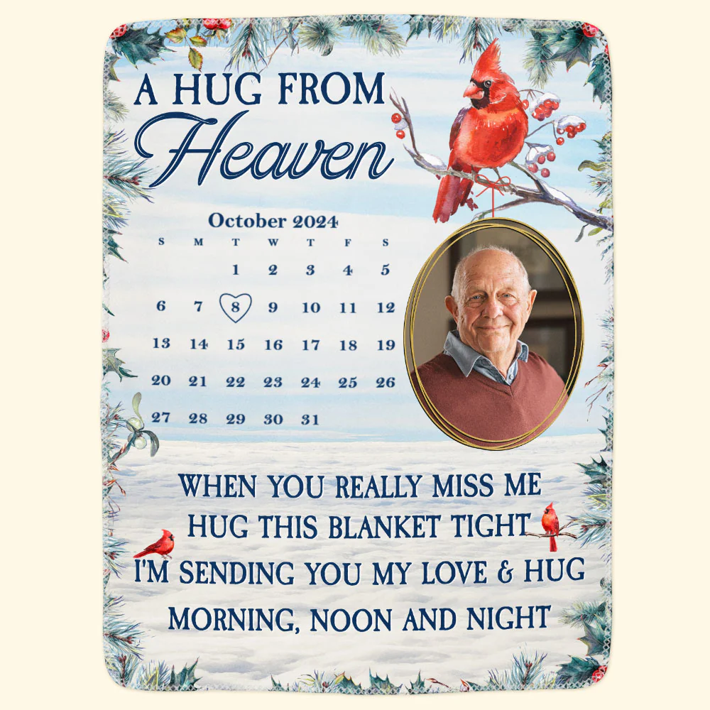 New Version Memorial Gift A Hug From Heaven - Personalized Photo Blanket - Image 7