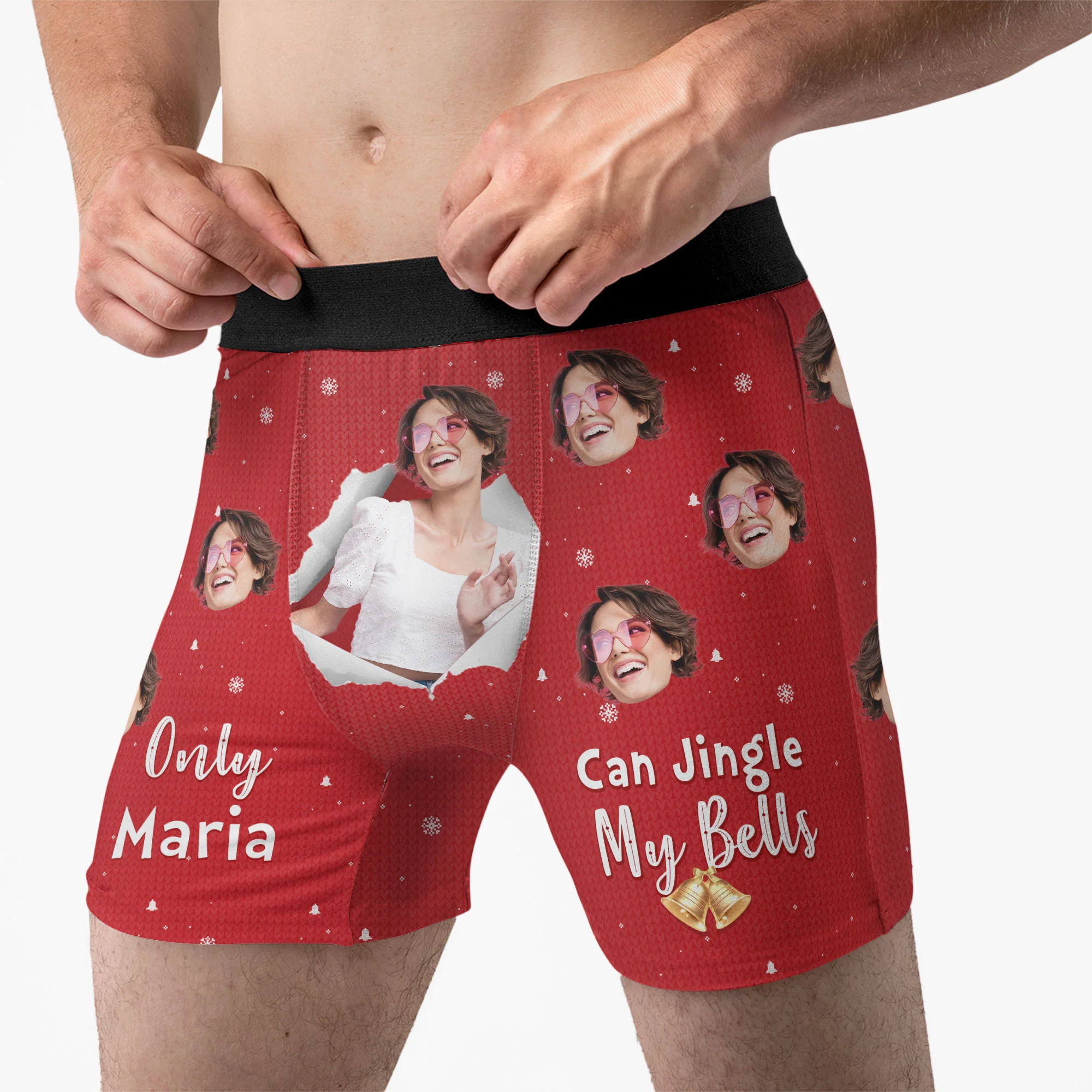 New Version Only Wife Can Jingle My Bells - Personalized Photo Men's Boxer Briefs - Gift For Husband - Image 5