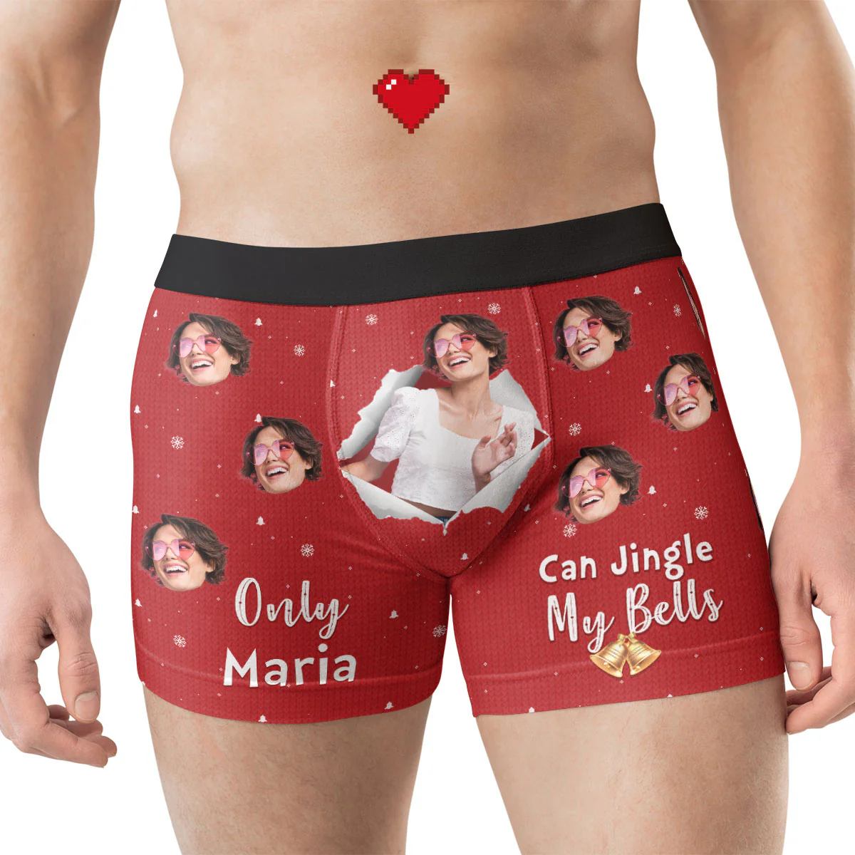 New Version Only Wife Can Jingle My Bells - Personalized Photo Men's Boxer Briefs - Gift For Husband - Image 6