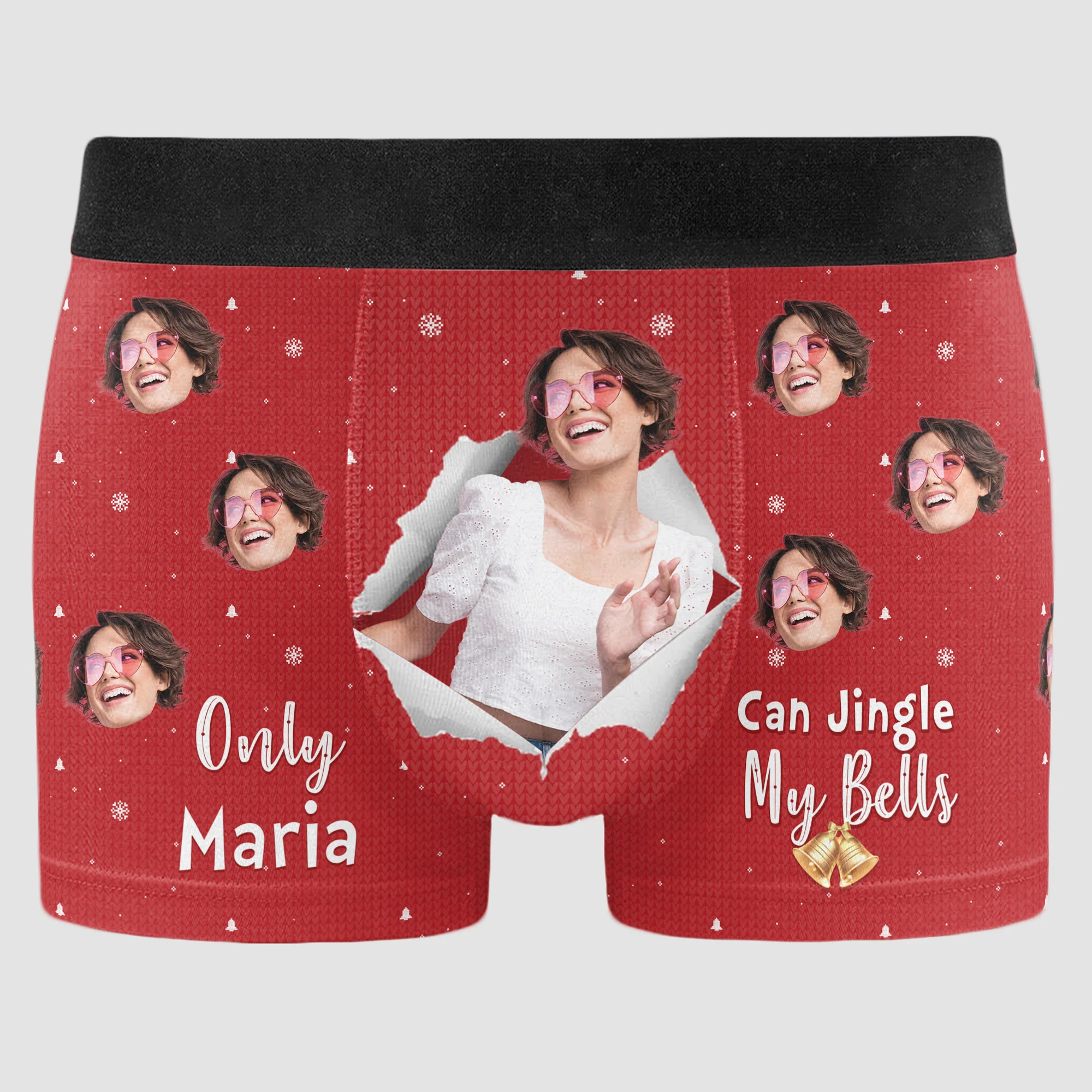 New Version Only Wife Can Jingle My Bells - Personalized Photo Men's Boxer Briefs - Gift For Husband - Image 7