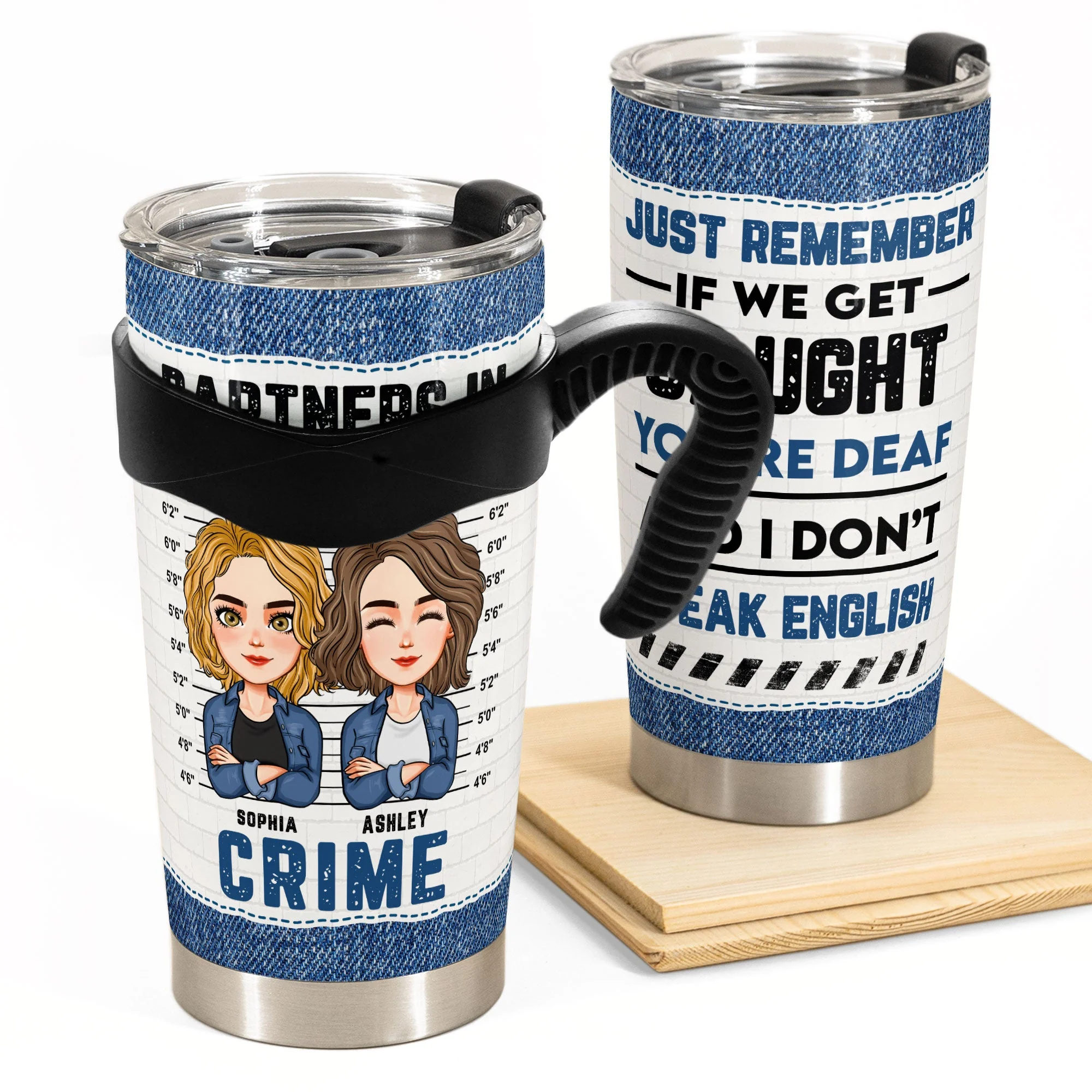 New Version - Partners In Crime - Personalized Tumbler Cup - Image 2