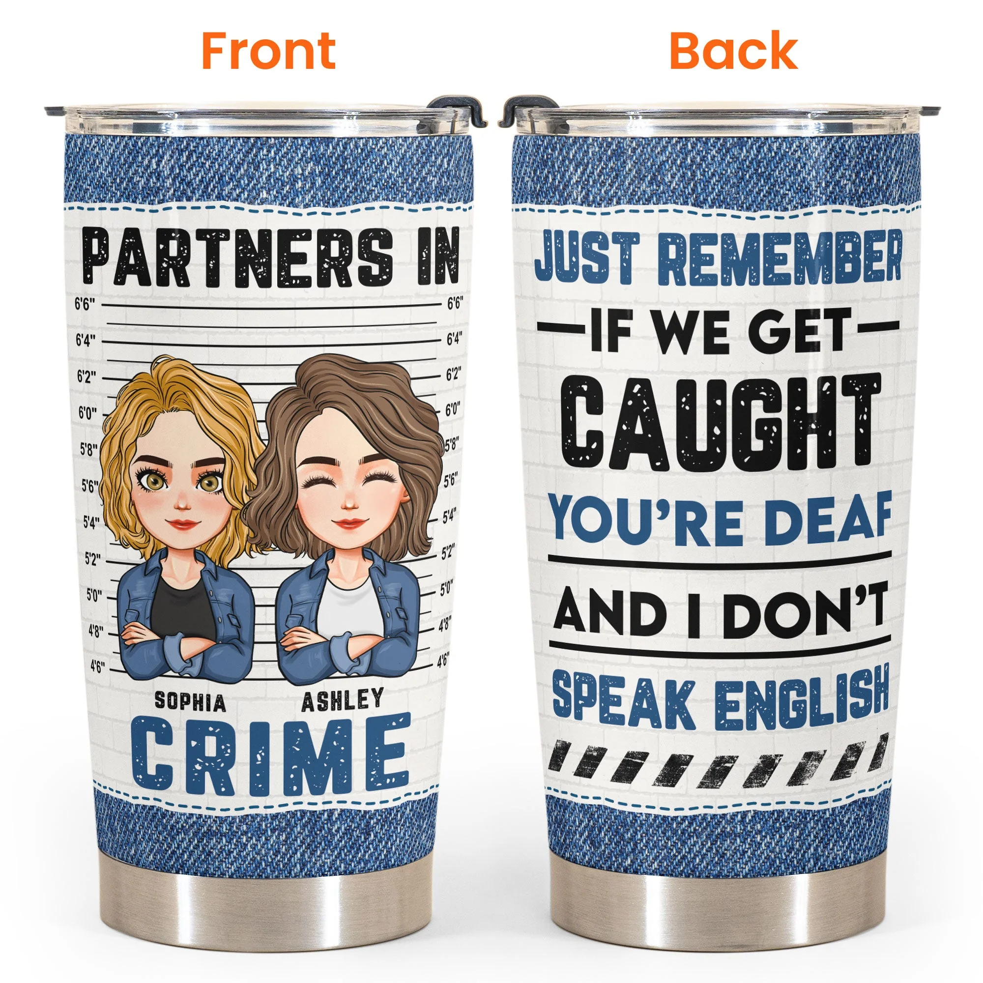 New Version - Partners In Crime - Personalized Tumbler Cup - Image 3