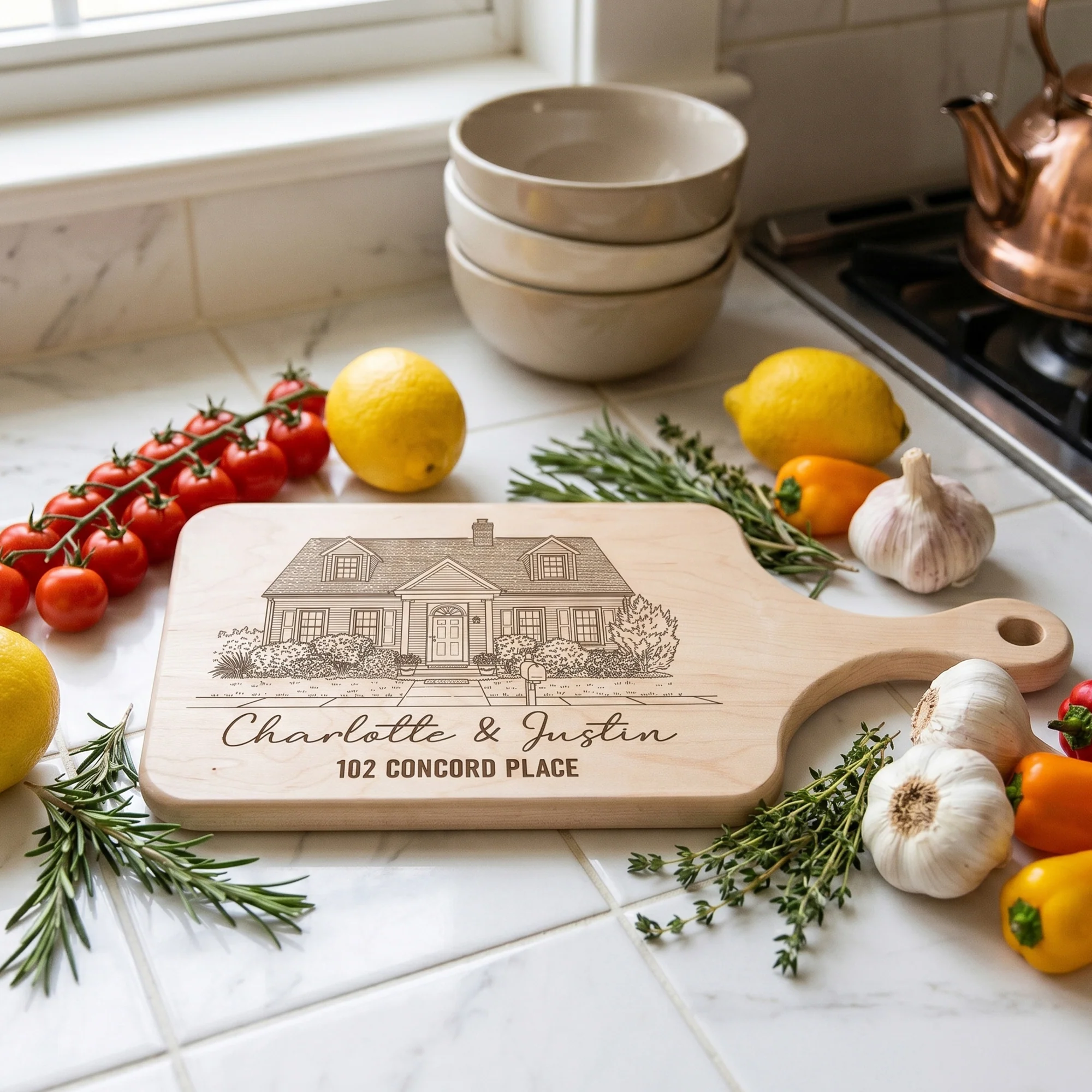 Newlywed Gift New Home Gift Anniversary Gift For Couple - Personalized Cutting Board - Image 4