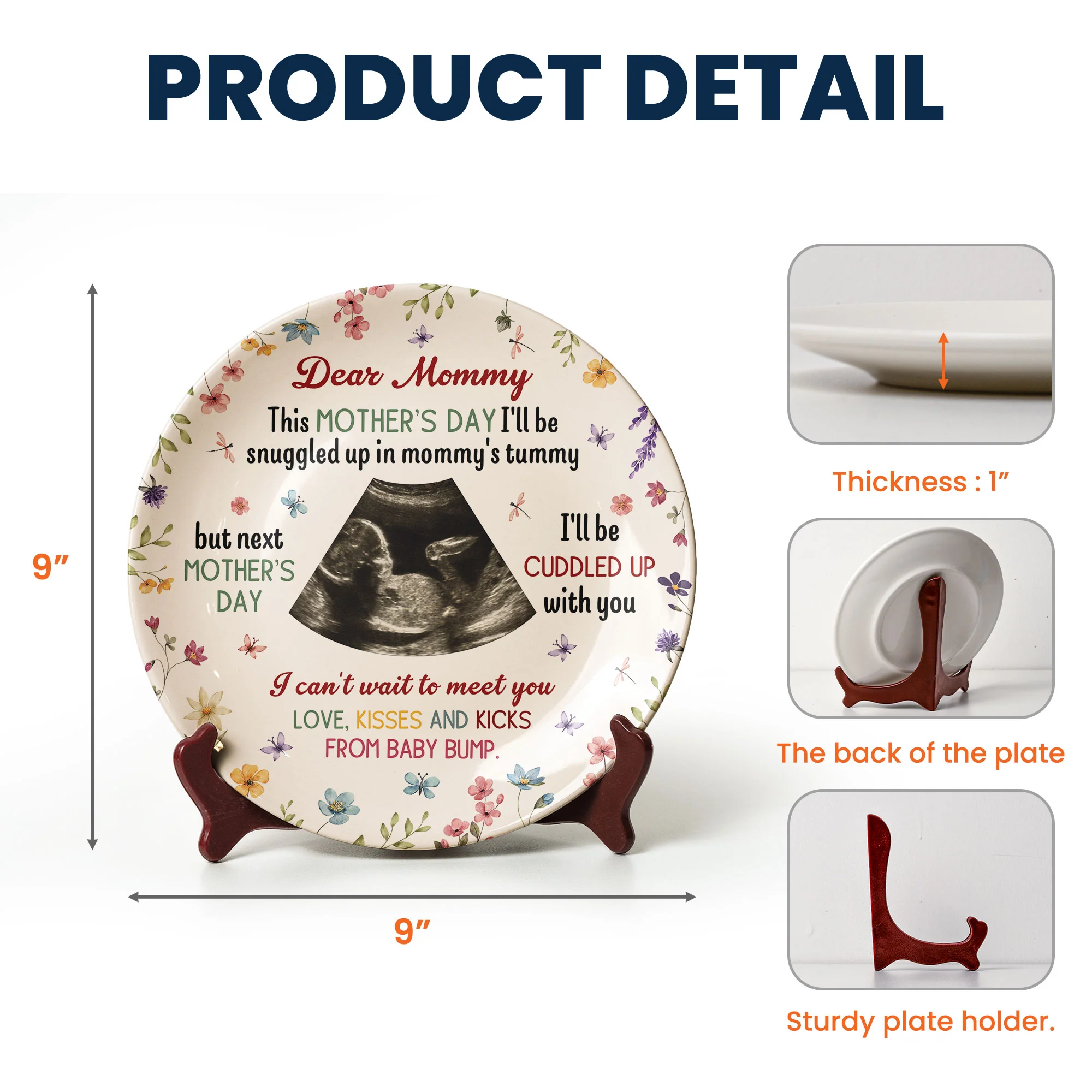 Next Mother's Day I'll Be Cuddled Up With You To Be Mom - Personalized Ceramic Photo Plate - Image 6