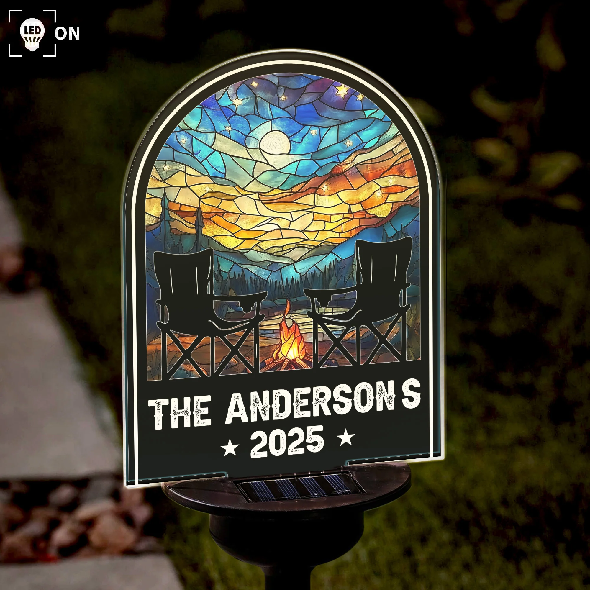 No City Lights Just Camp Fire Nights - Personalized Solar Light - Image 3
