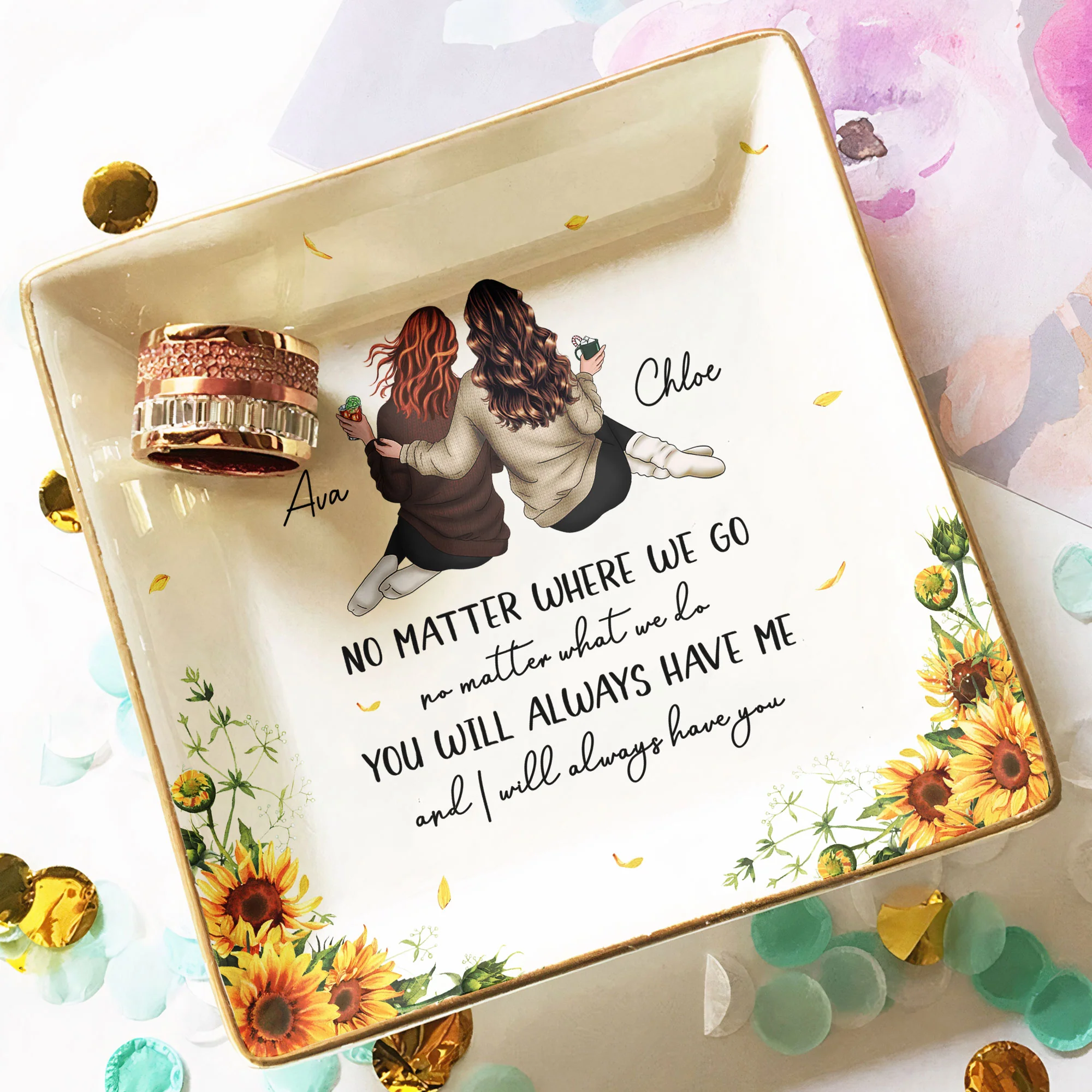 No Matter Where We Go & What We Do Friendship Gift - Personalized Jewelry Dish - Image 4