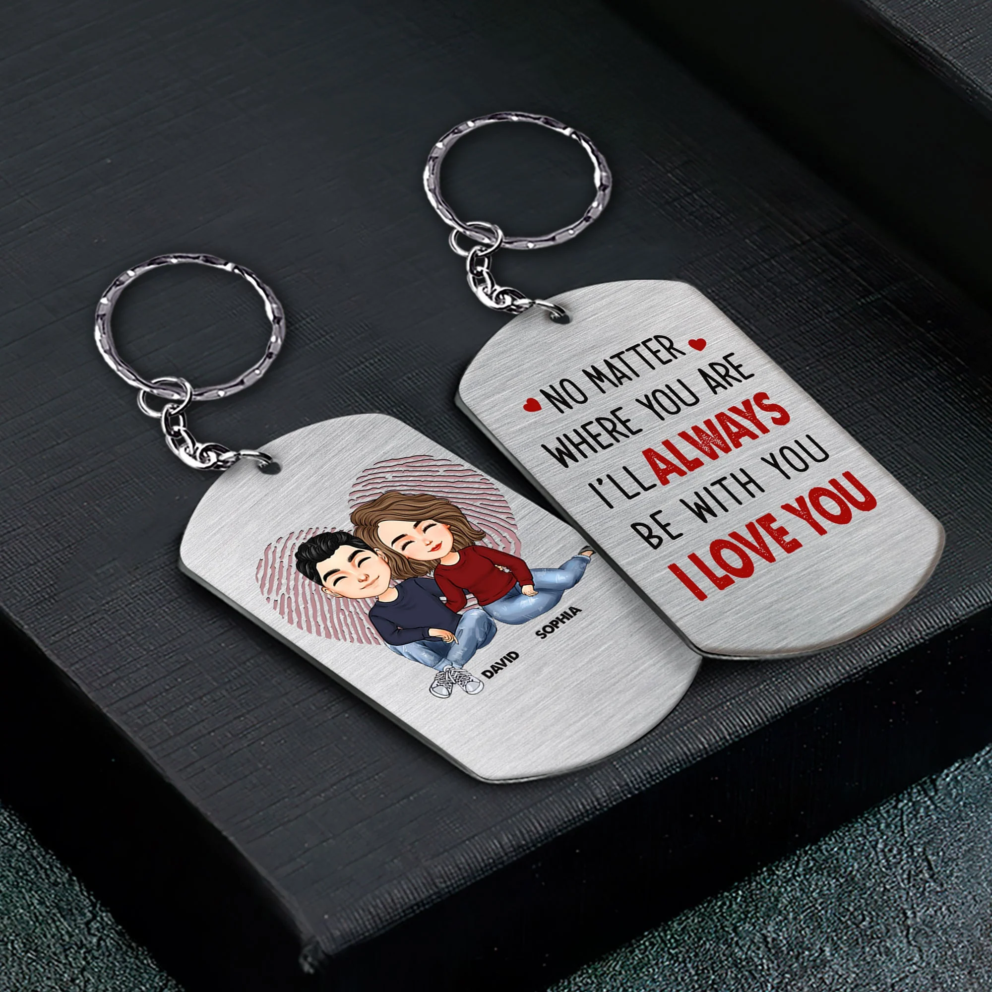 No Matter Where You Are Couple - Personalized Keychain - Image 2