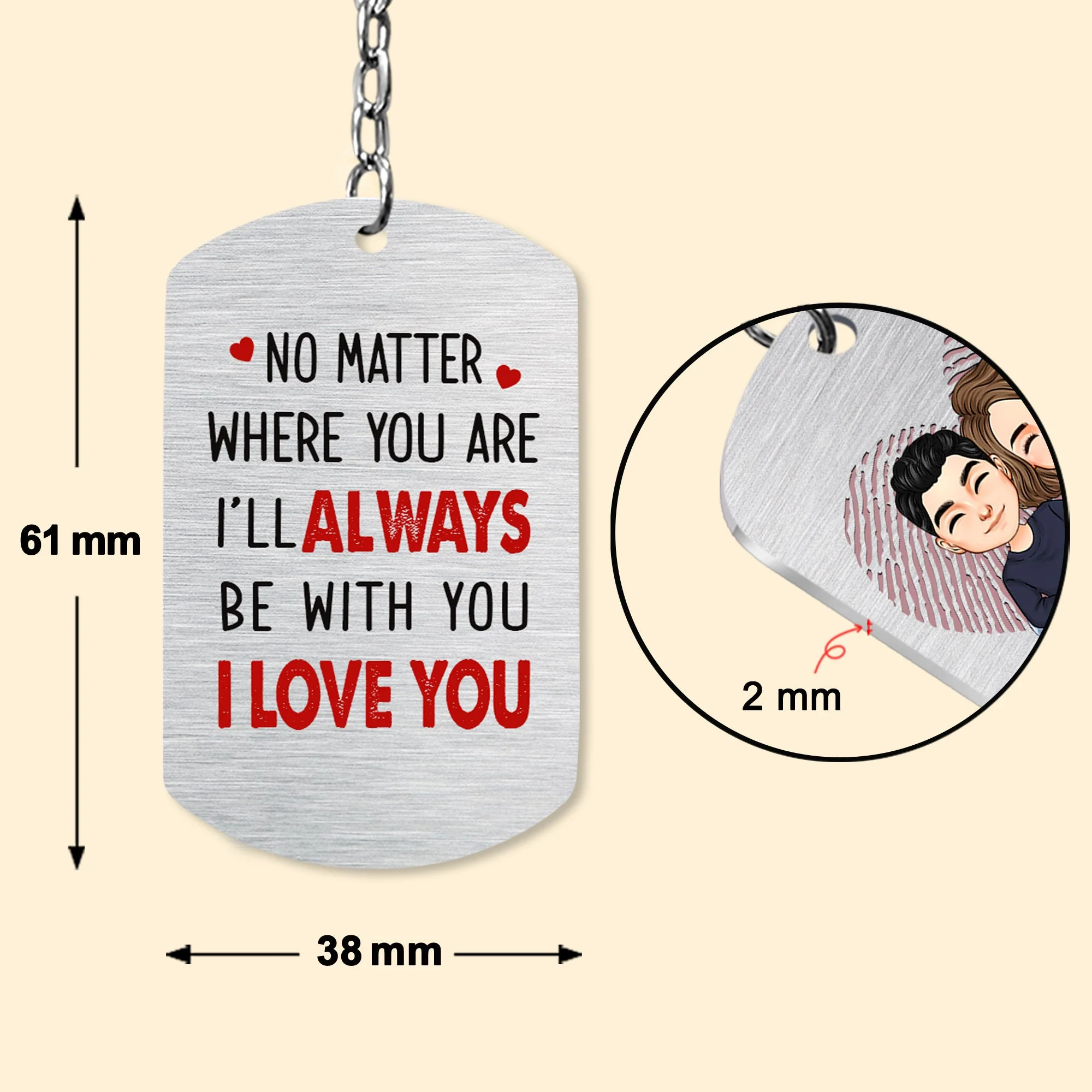 No Matter Where You Are Couple - Personalized Keychain - Image 5