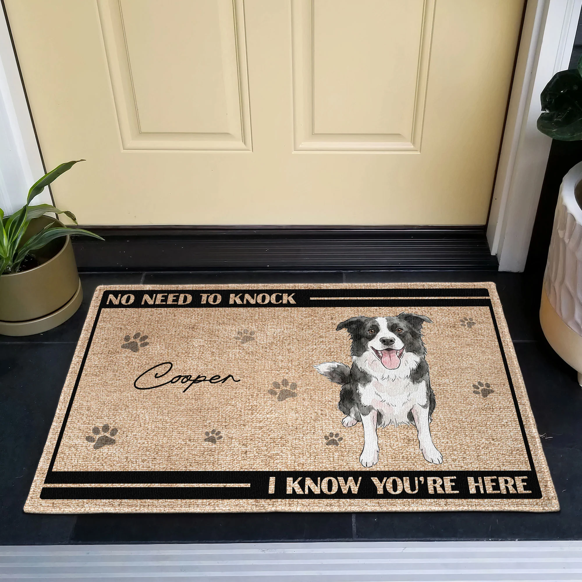 No Need To Knock Custom Pet Portrait Watercolor - Personalized Doormat - Image 4