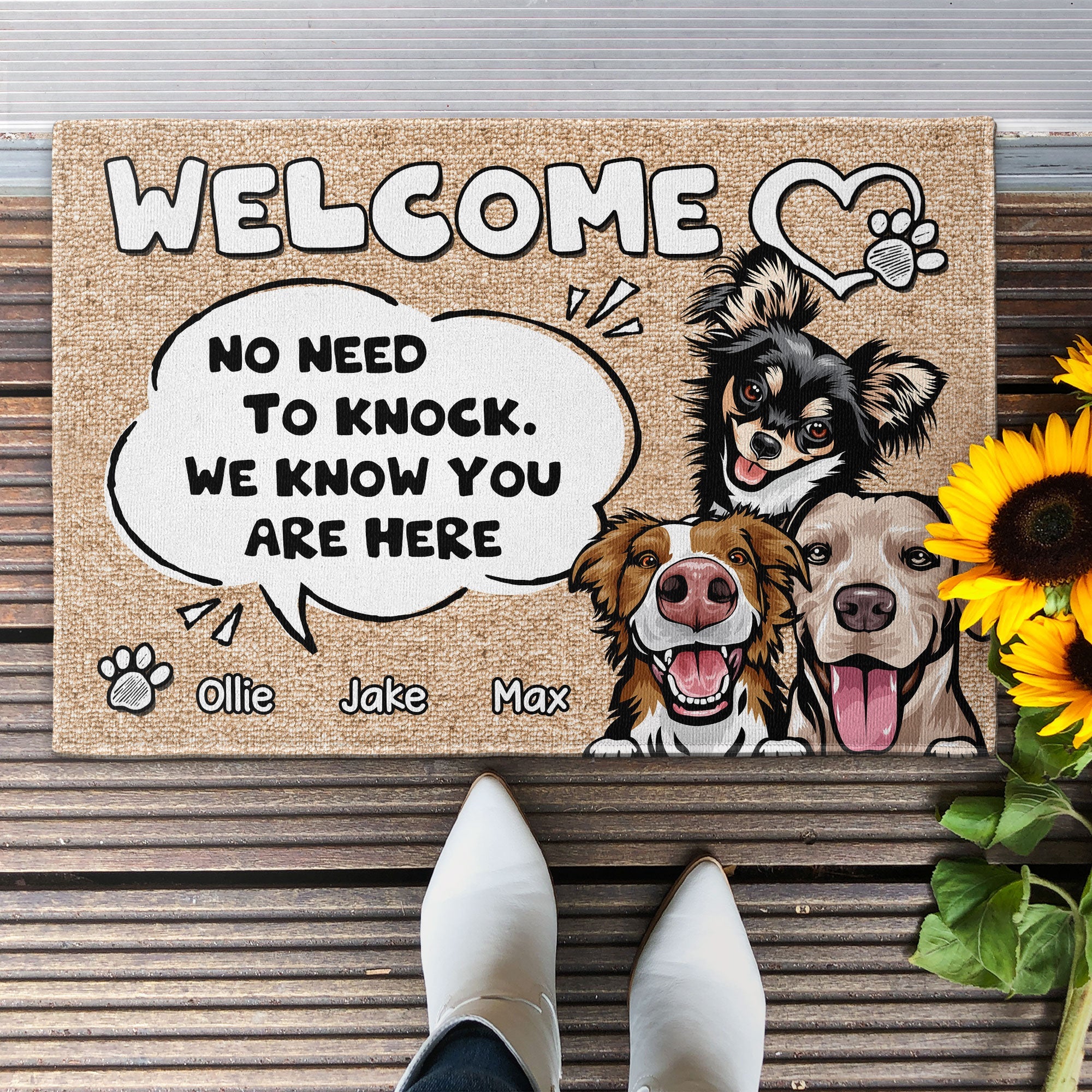 No Need To Knock. We Know You Are Here - Personalized Doormat - Birthday, Loving Gift For Dog Lover, Dog Mom, Dog Dad, Dog Owner - Image 2