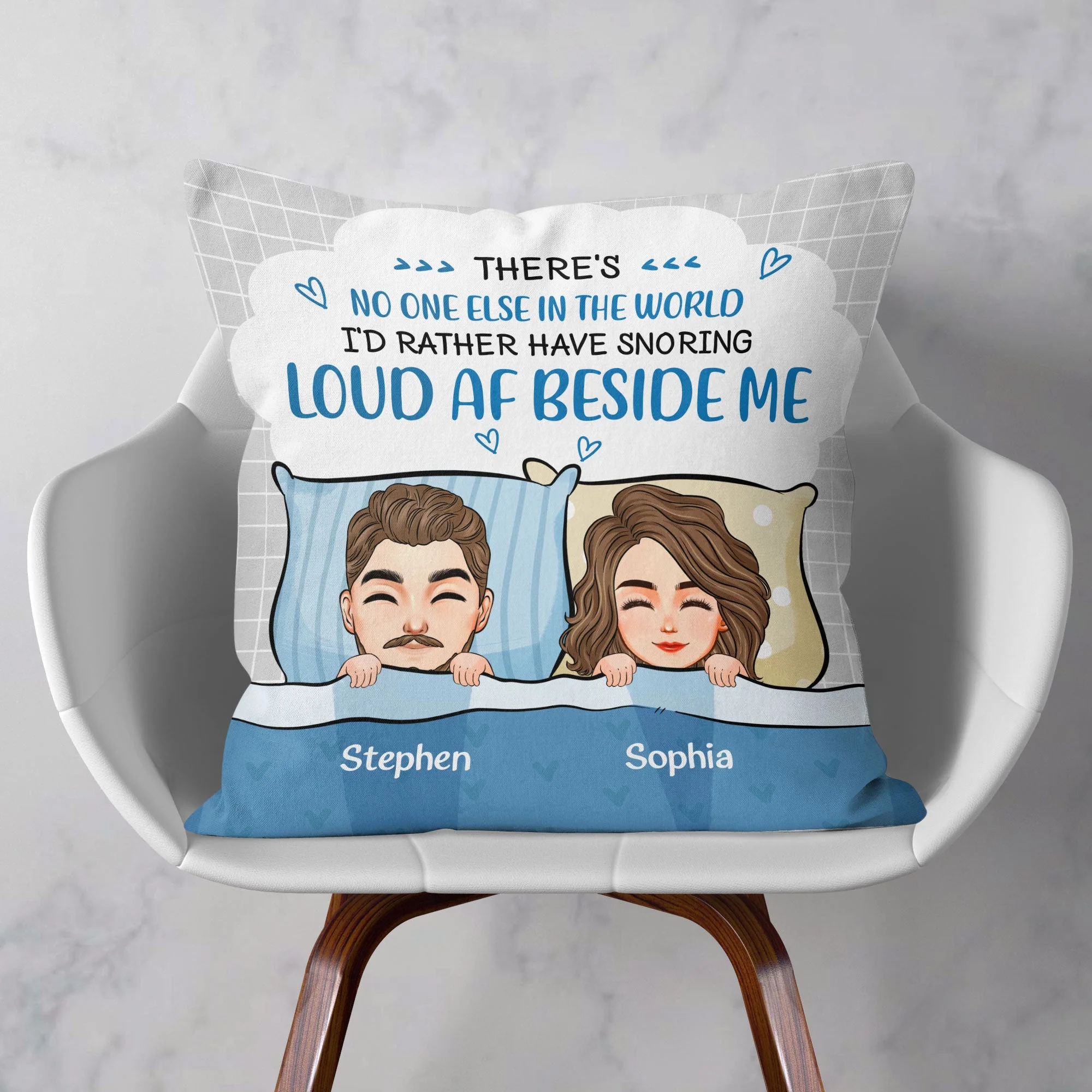 No One I'd Rather Snoring Loud Beside Me - Personalized Pillow (Insert Included) - Image 2
