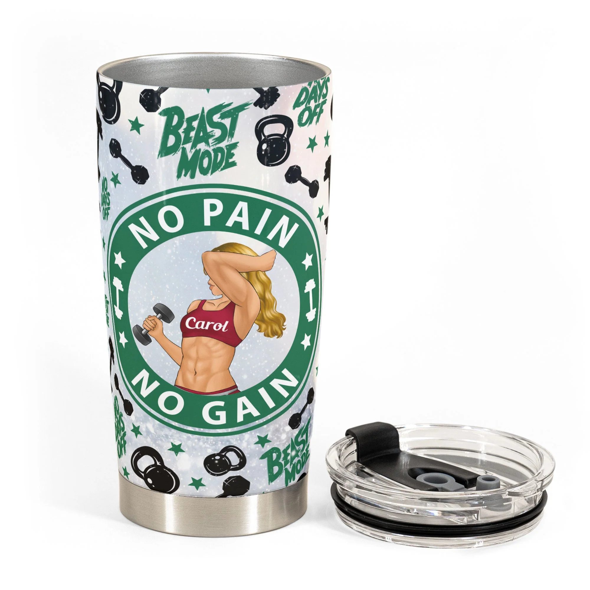 No Pain No Gain  - Personalized Tumbler Cup - Birthday Gift For Fitness Lovers, Gymers - Image 3
