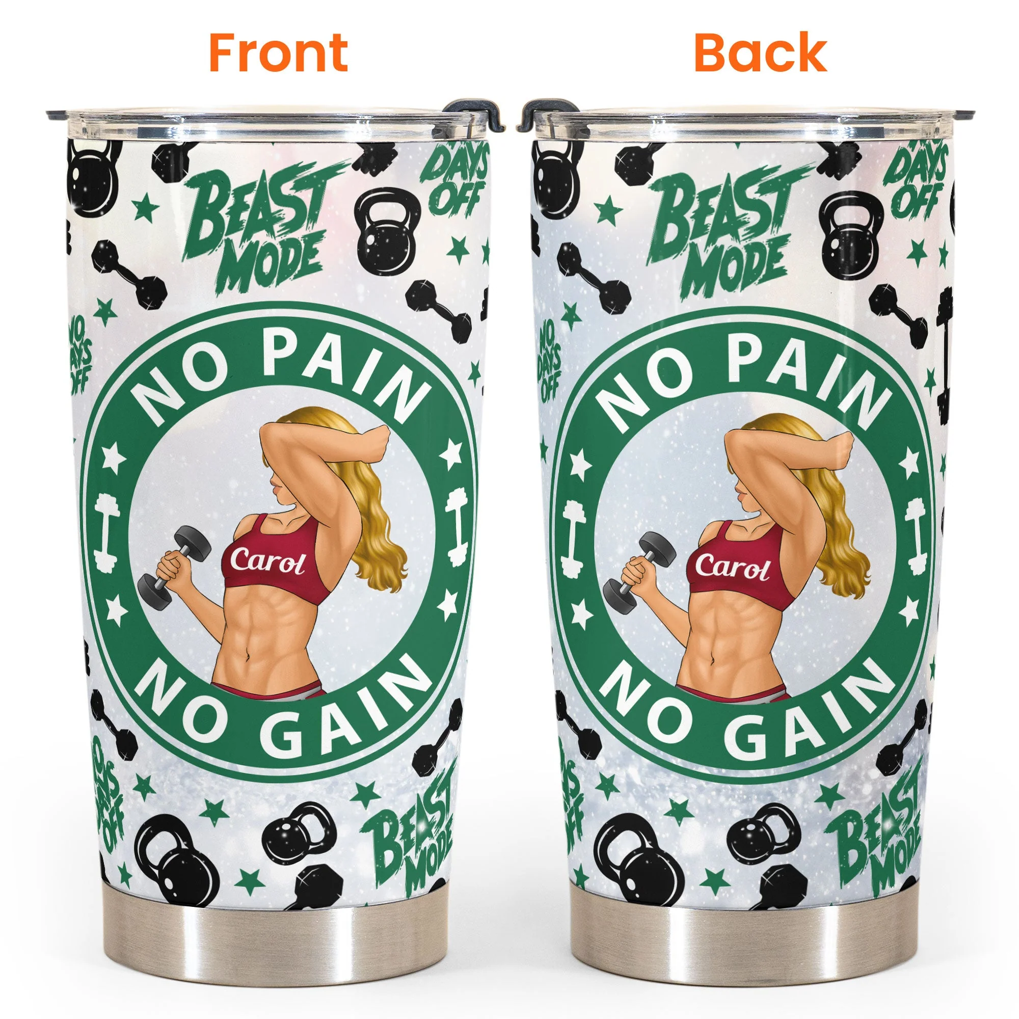 No Pain No Gain  - Personalized Tumbler Cup - Birthday Gift For Fitness Lovers, Gymers - Image 4