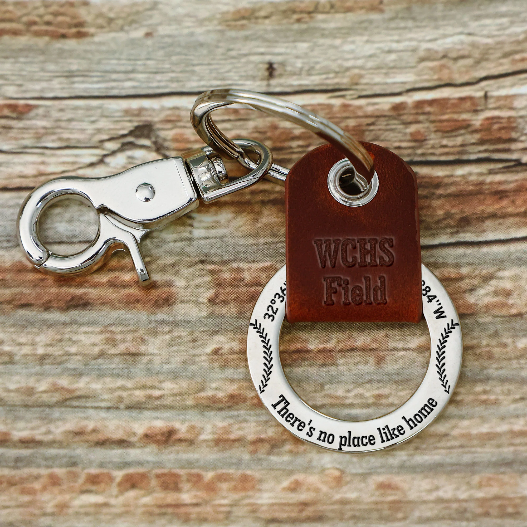 No Place Like Home Baseball or Softball Team Player - Personalized Coordinates Keychain - Image 5