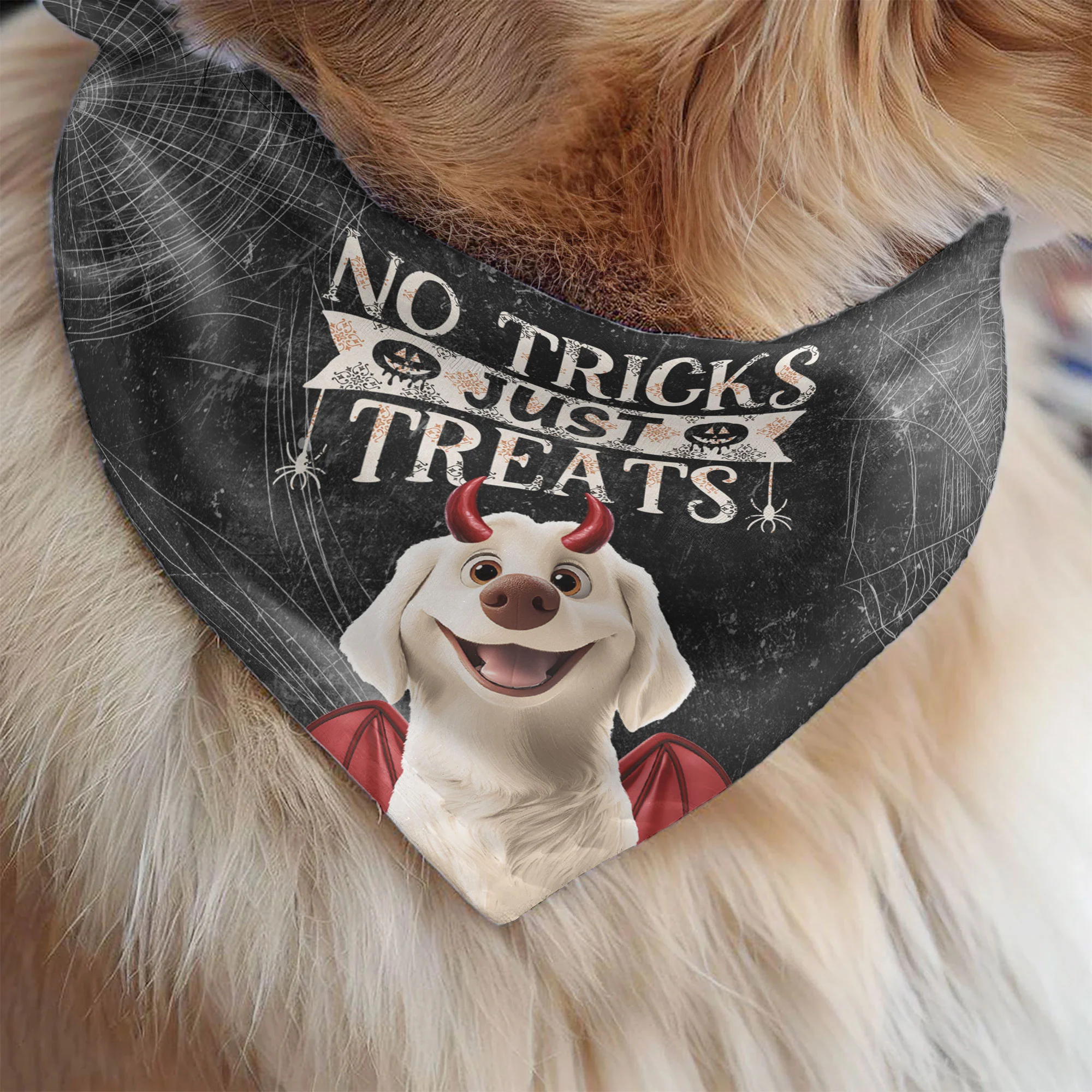 No Tricks, Just Treats - Personalized Bandana Collar - Image 3